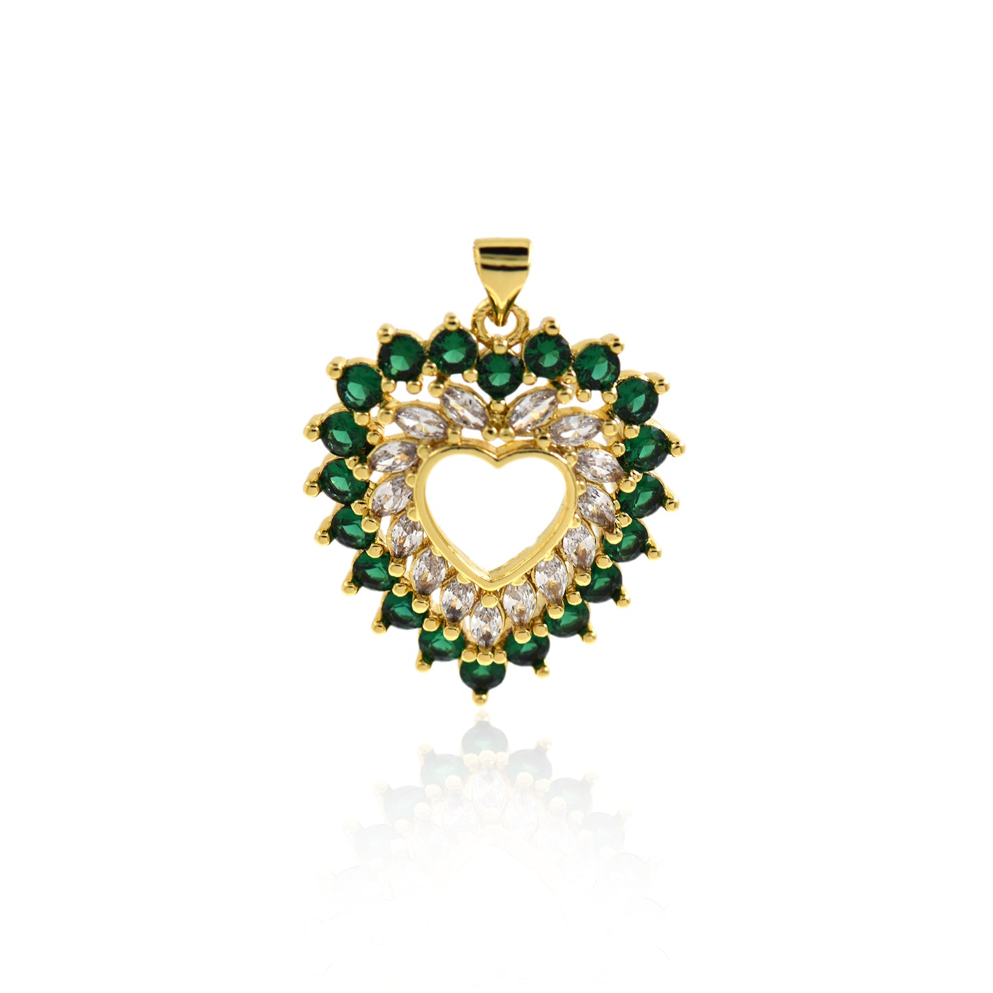 18K Gold Filled Zircon Heart Pendant 27x24mm