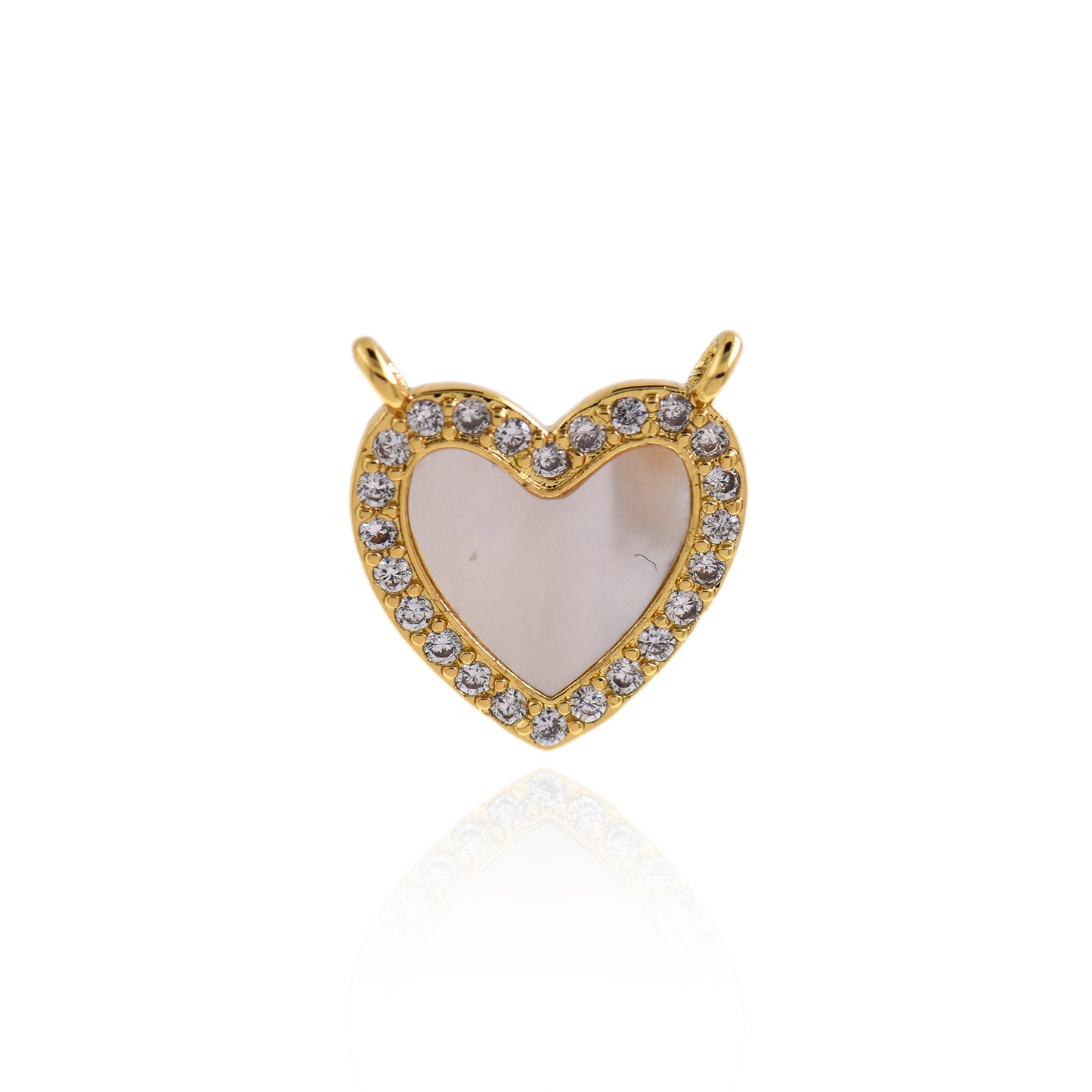 Delicate Gold Plated Diamond Heart Pendant, Heart Jewelry 16x15mm