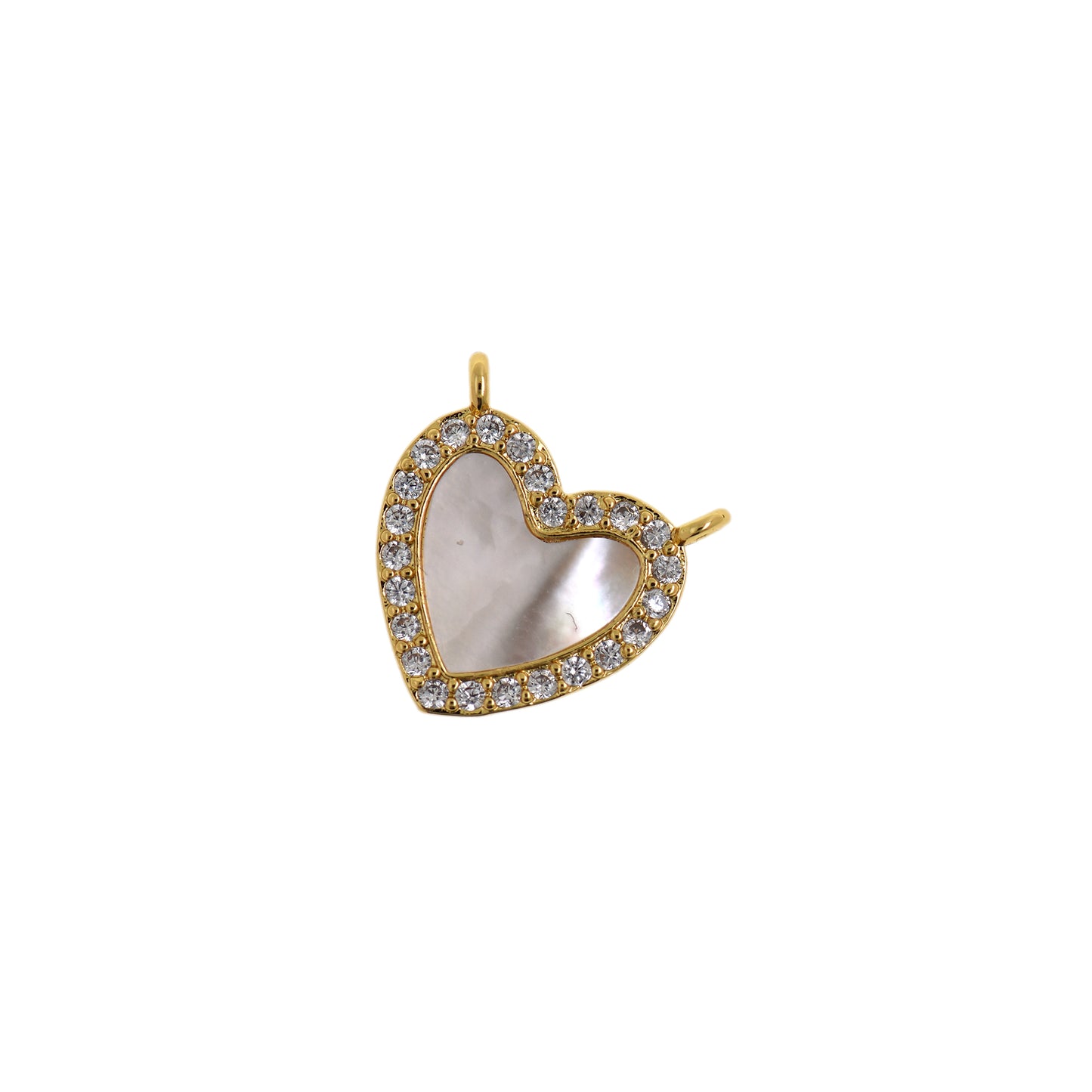 Delicate Gold Plated Diamond Heart Pendant, Heart Jewelry 16x15mm