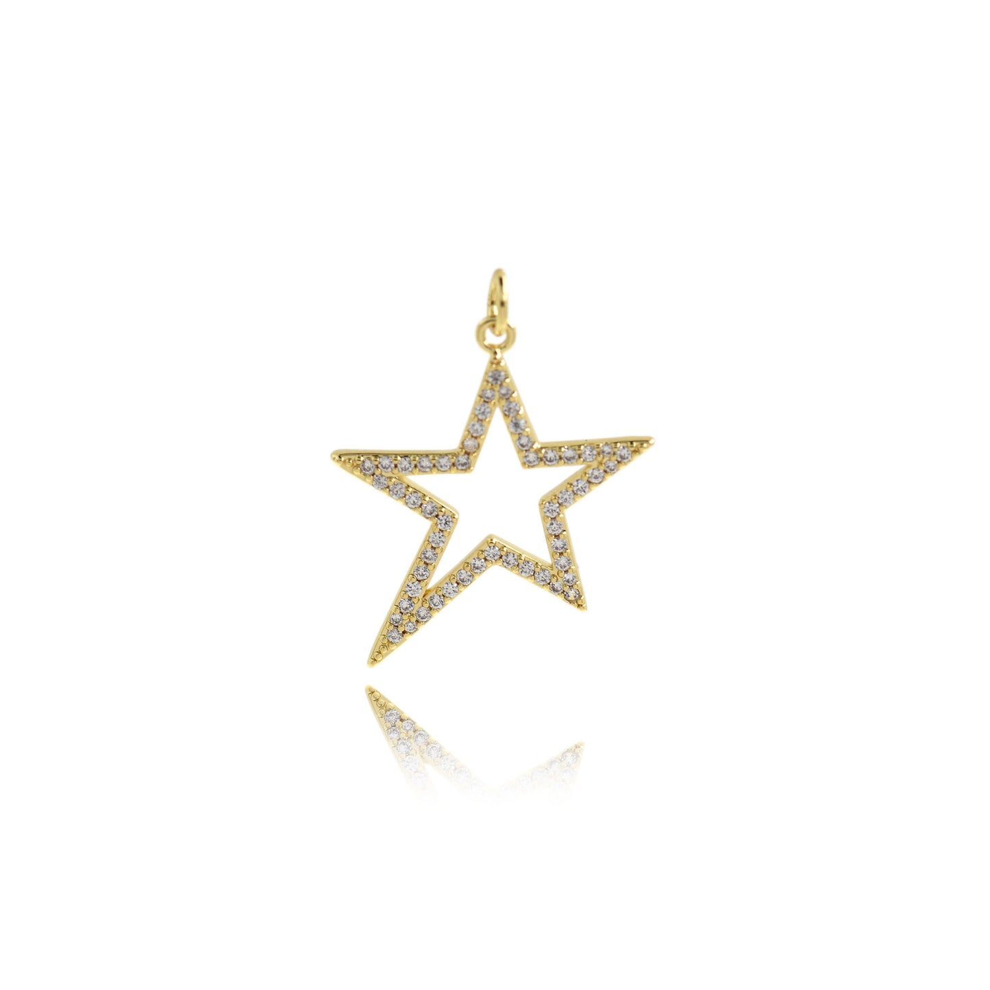 CZ Micropavé Cutout Star Pendant, Star Accessories 30x25mm