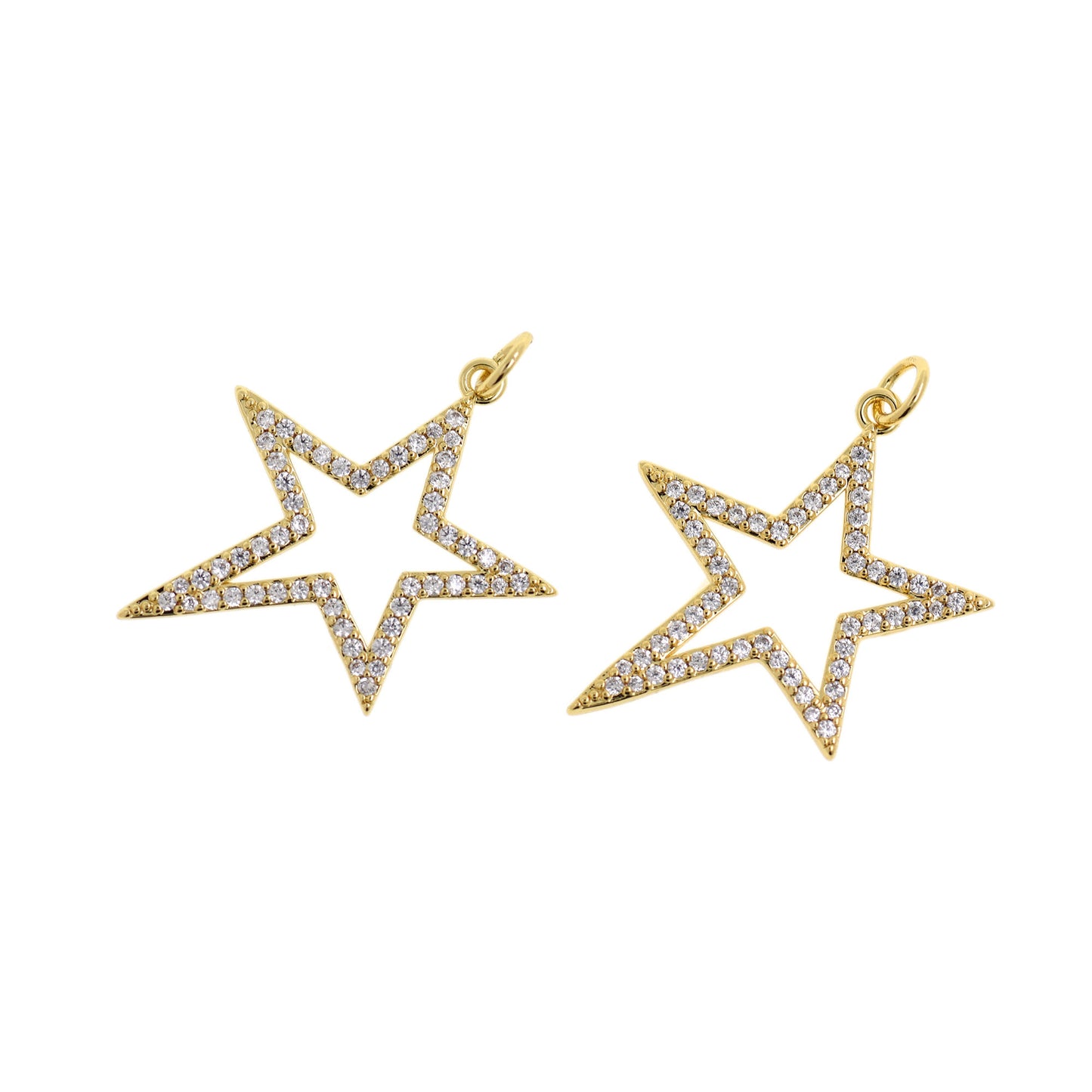 CZ Micropavé Cutout Star Pendant, Star Accessories 30x25mm