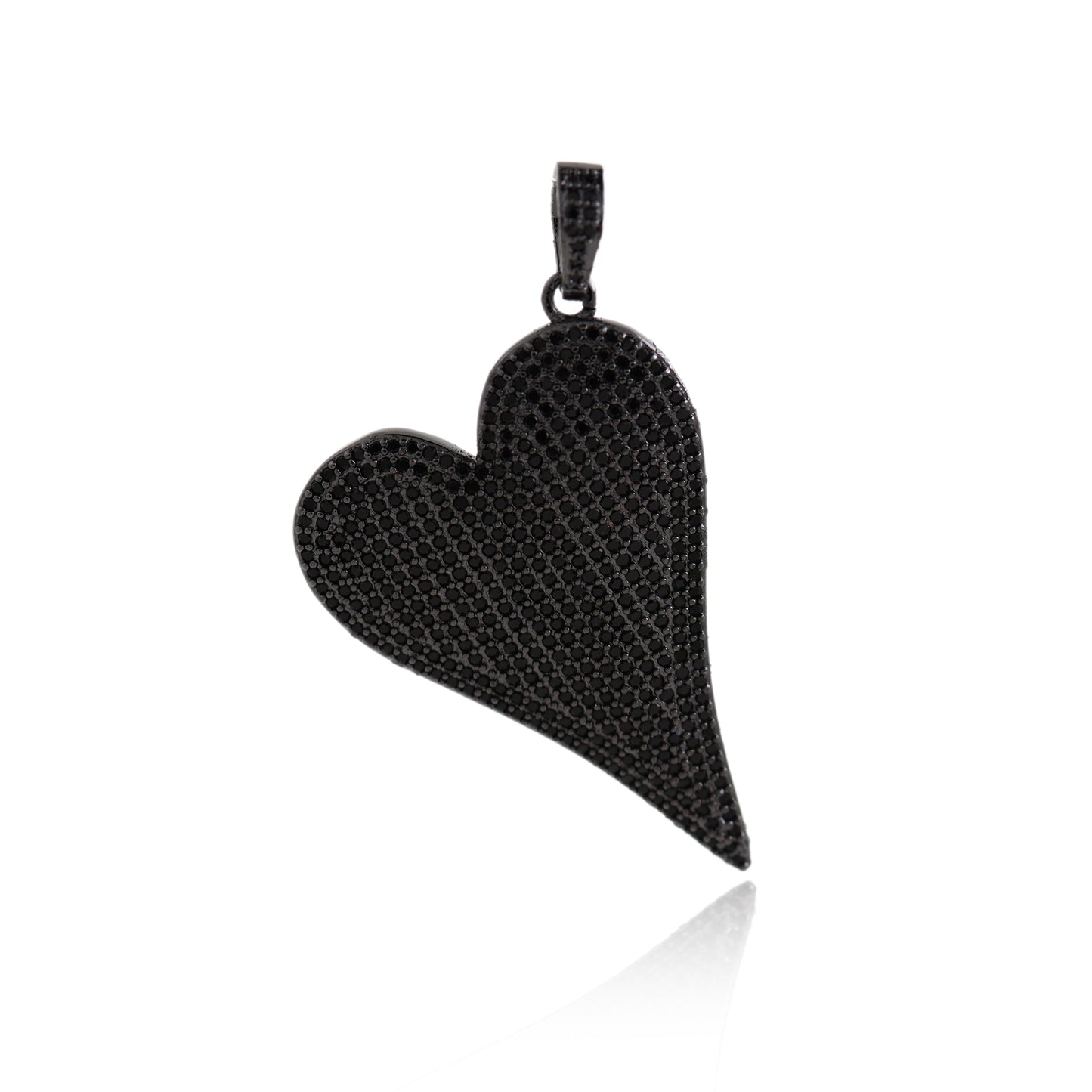 Simple Brass Black Heart Pendant, Heart Charm 43x30mm