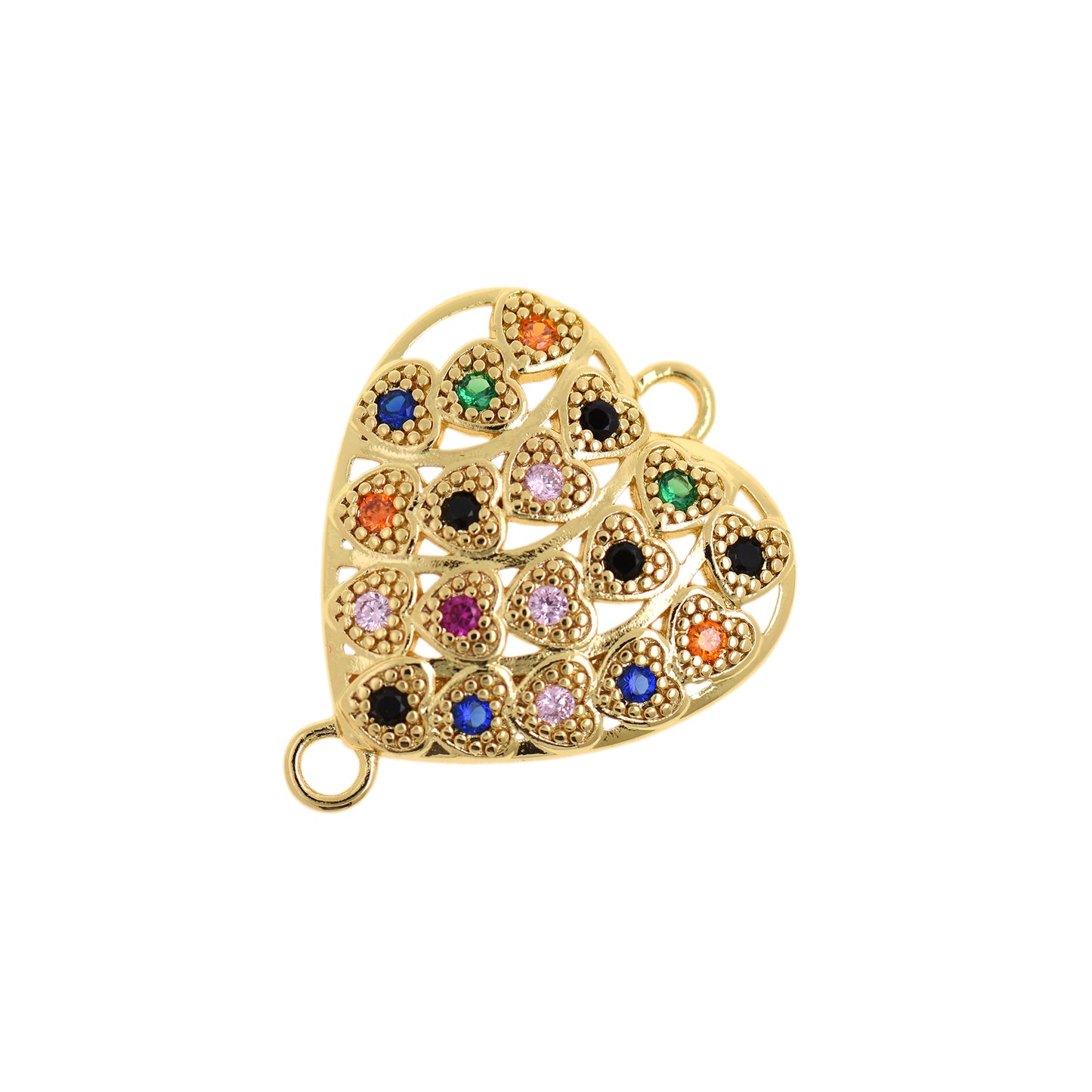 Delicate Gold Plated Zircon Heart Pendant, Heart Jewelry 30x25mm