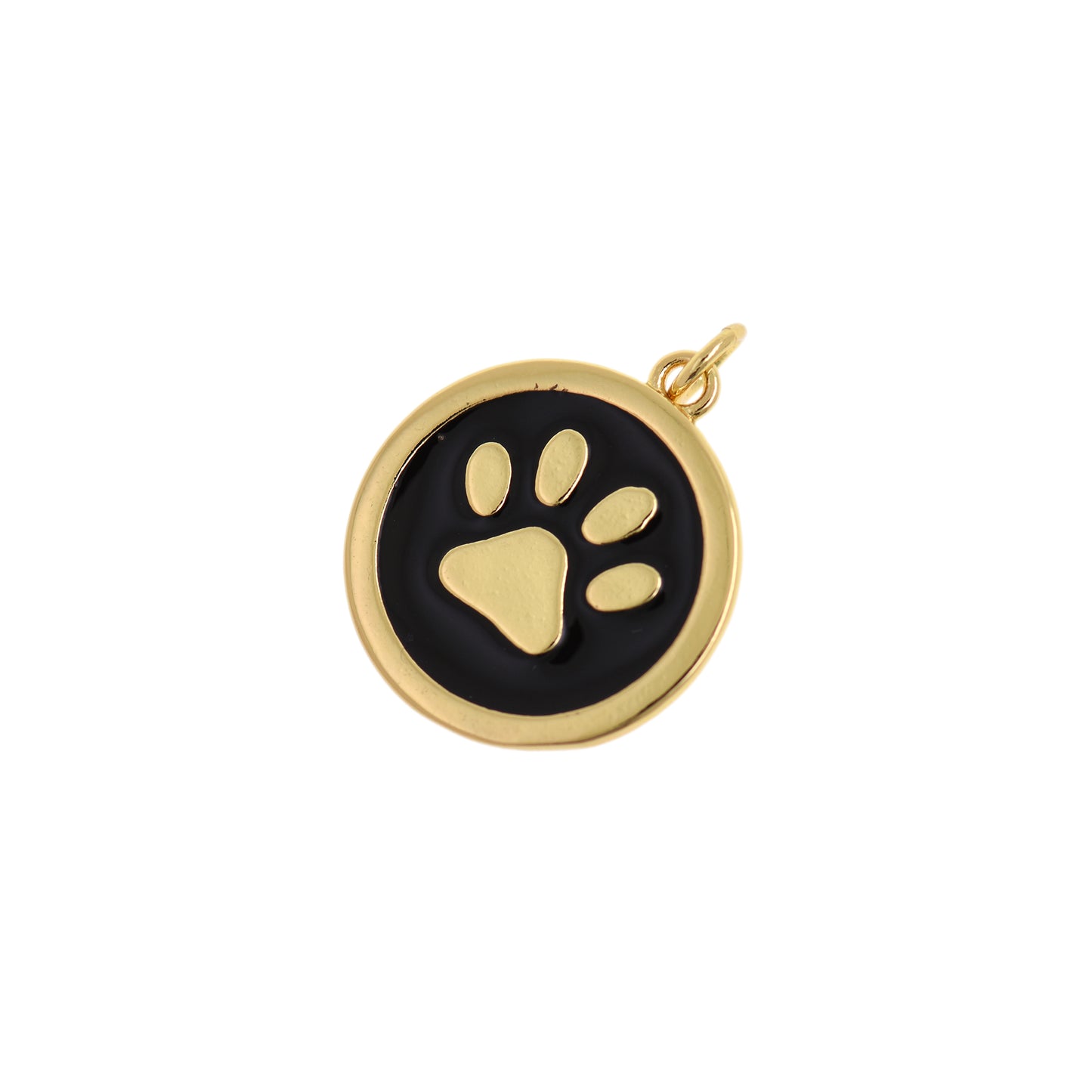 18K Filled Gold Footprint Pendant, Enamel Footprint Pendant 18mm