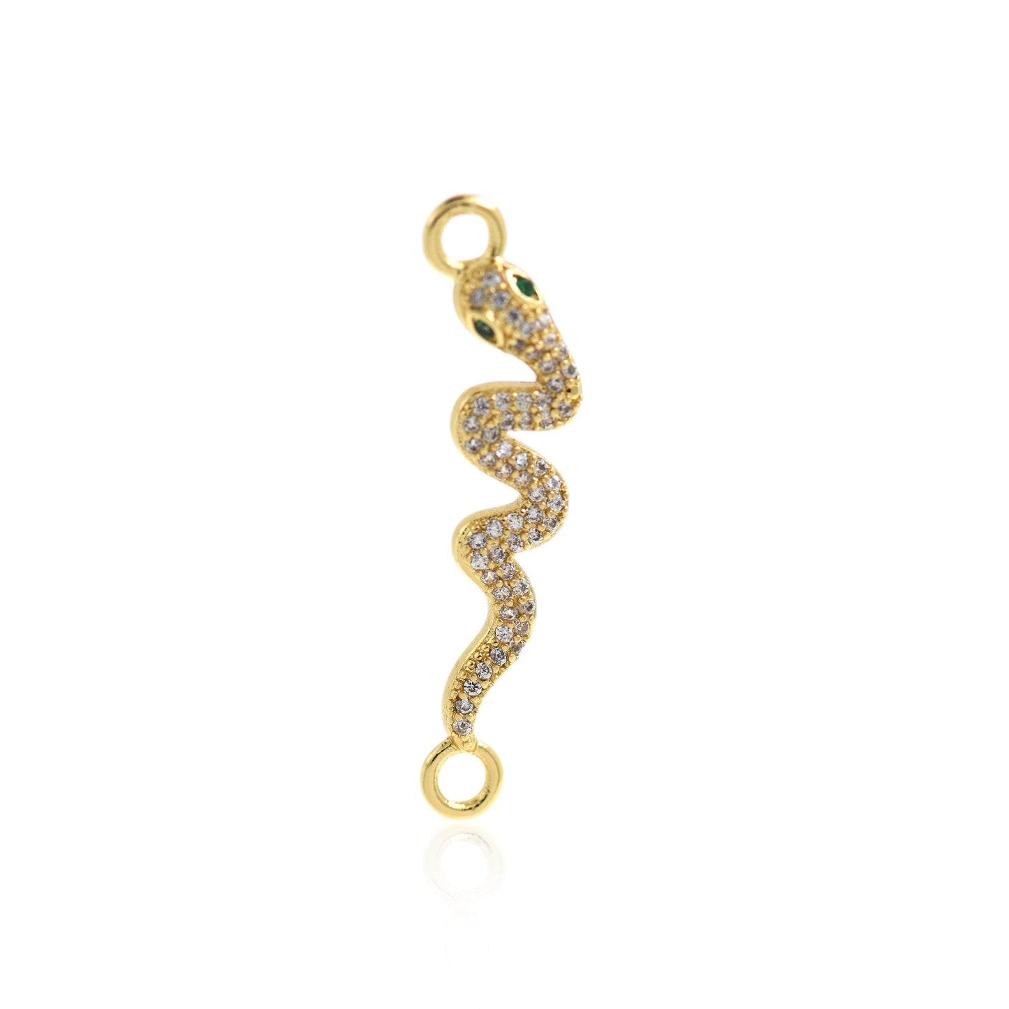 Delicate CZ Micropavé Snake Jewelry, Snake Charm 35x9mm