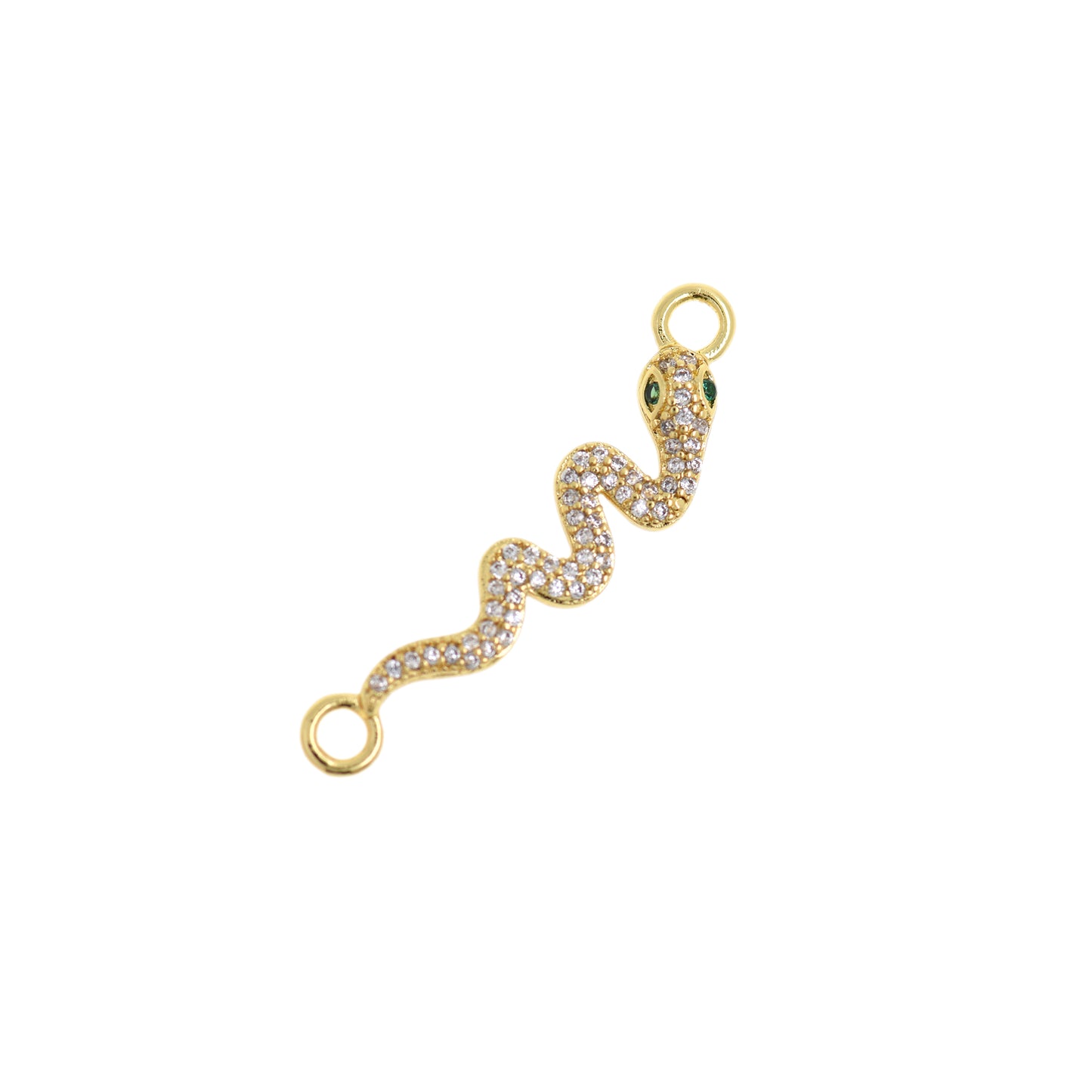 Delicate CZ Micropavé Snake Jewelry, Snake Charm 35x9mm