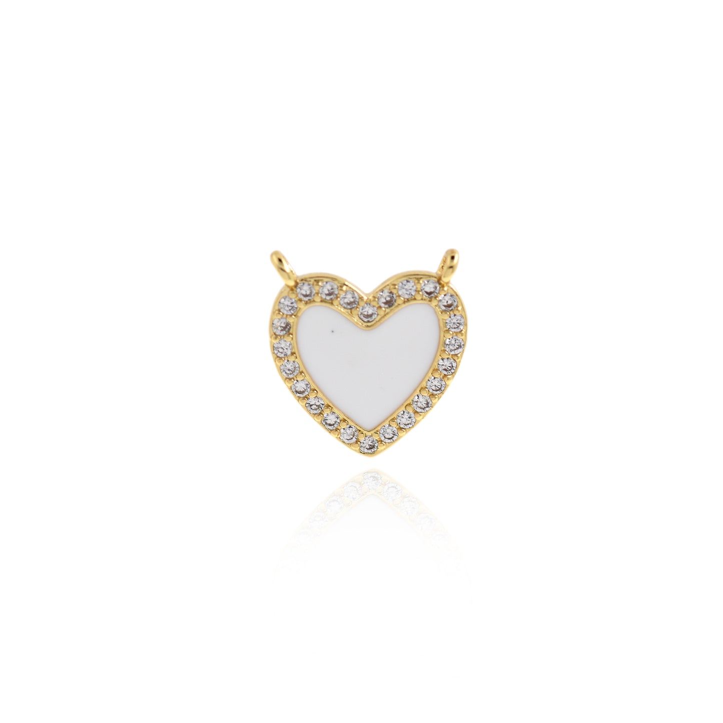 CZ Micropavé Heart Connector 16x15mm