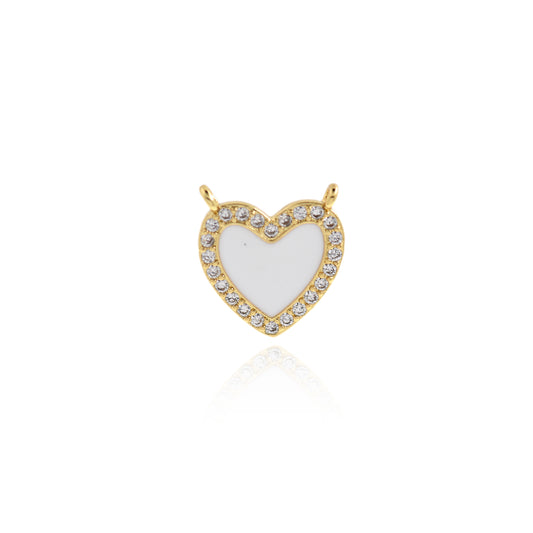 CZ Micropavé Heart Connector 16x15mm