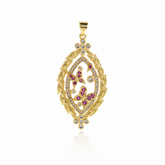 Butterfly Pendant, Brass Zircon Butterfly Charm  41x20mm