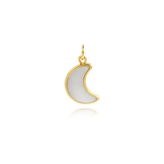 Enamel Moon Pendant 16x10mm