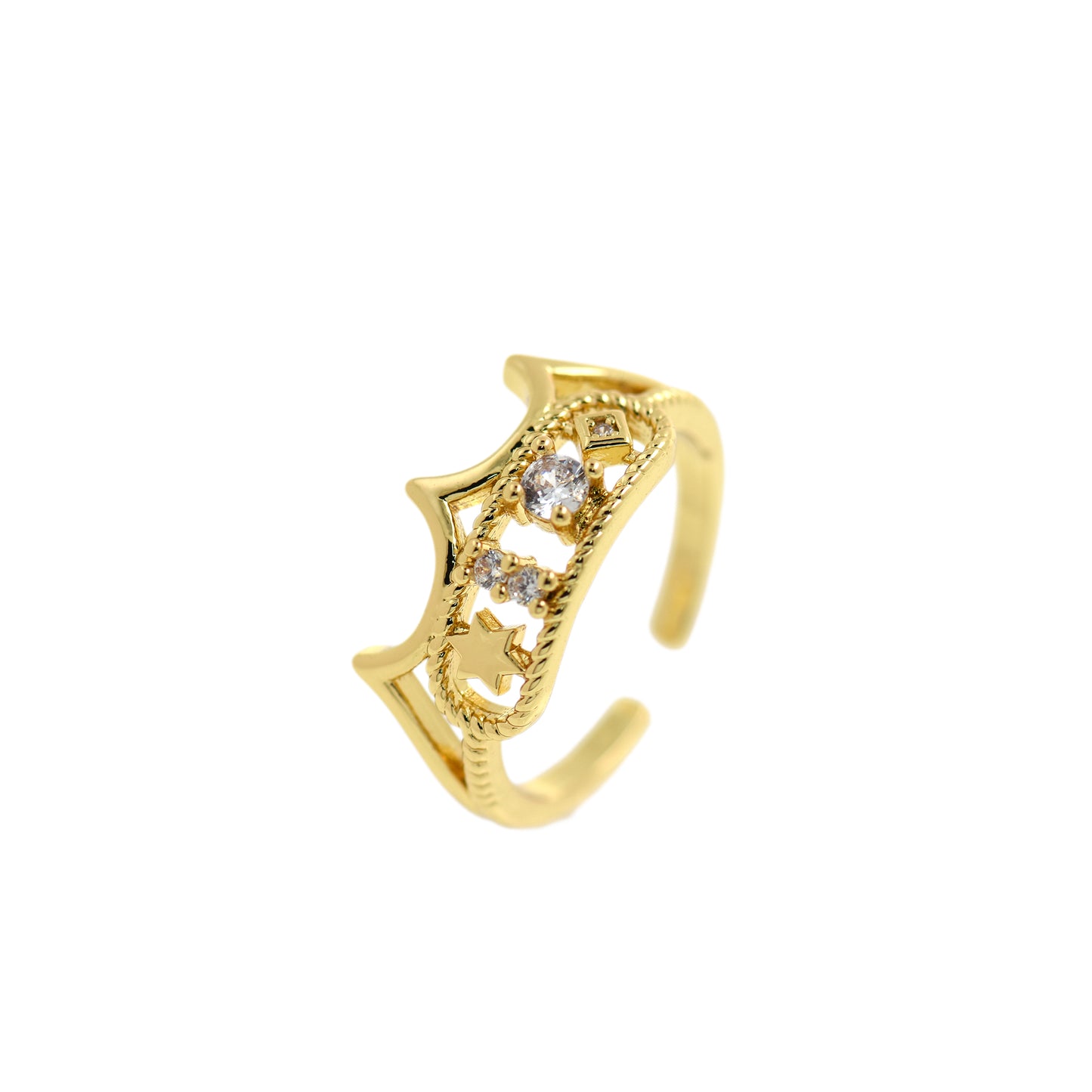 18K Filled Gold Crown Ring 21x9.5mm