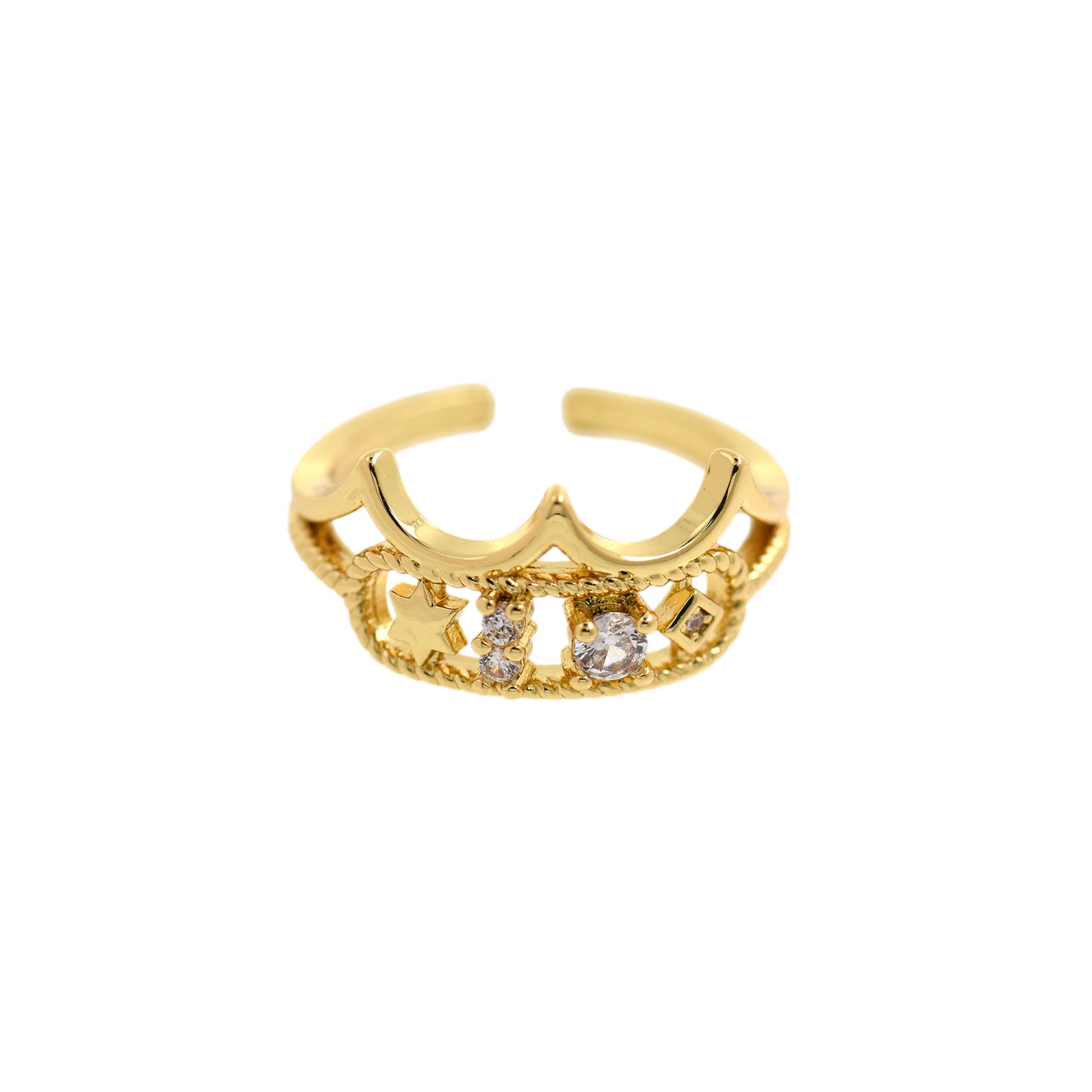 18K Filled Gold Crown Ring 21x9.5mm