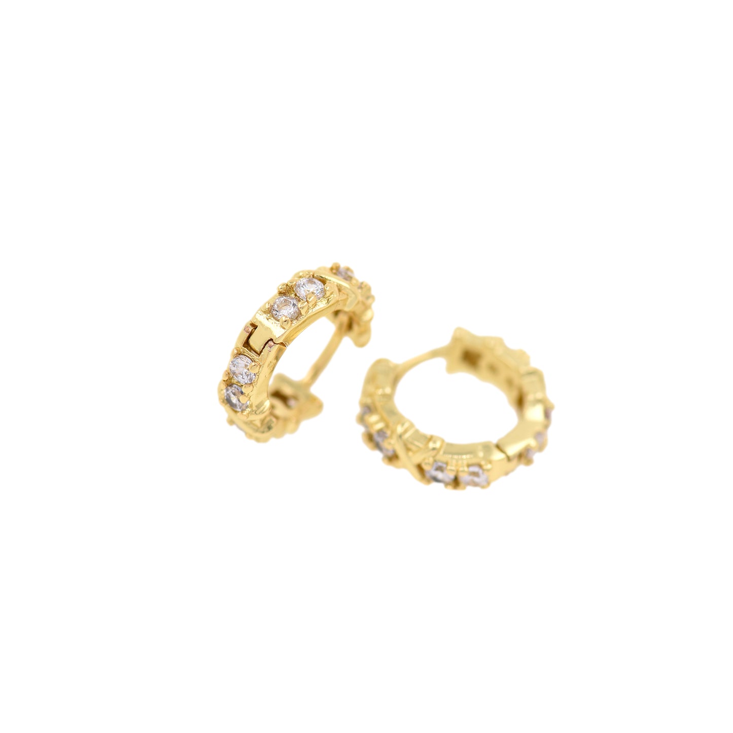 18K Filled Gold Diamond Twist Stud Earrings 12x4mm