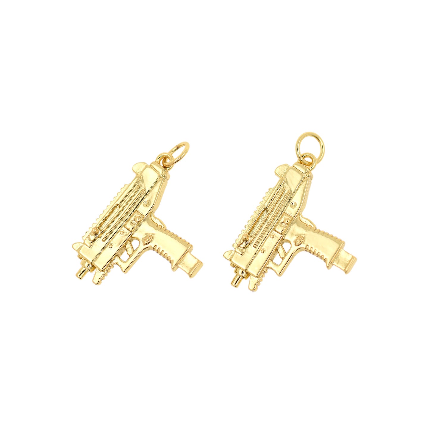 Brass Pistol Pendant, Pistol Charm, Gun Charm 22x17mm