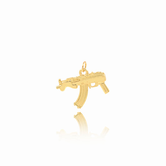 18K Filled Gold Rifle Pendant, Rifle Charm, Gun Charm  23x18mm