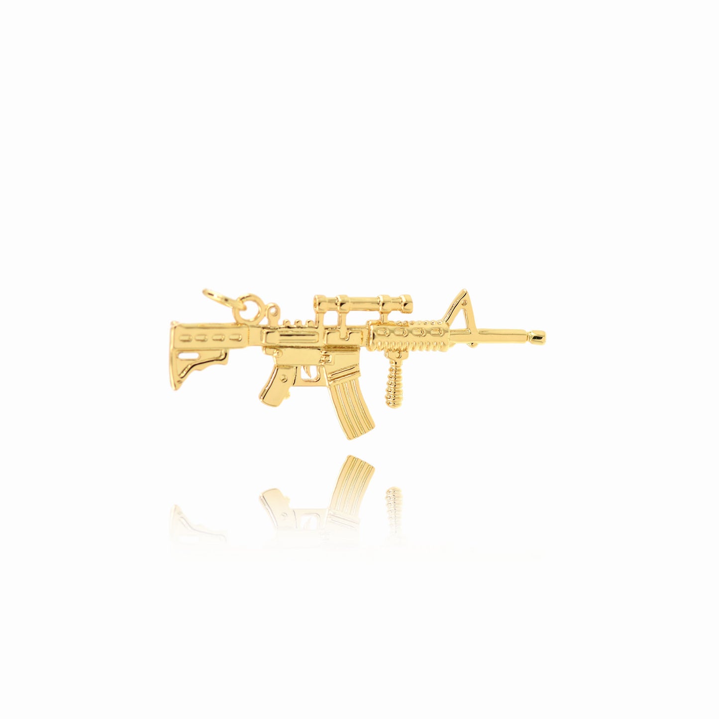 Brass Submachine Gun Pendant, Submachine Gun Charm 40x16mm