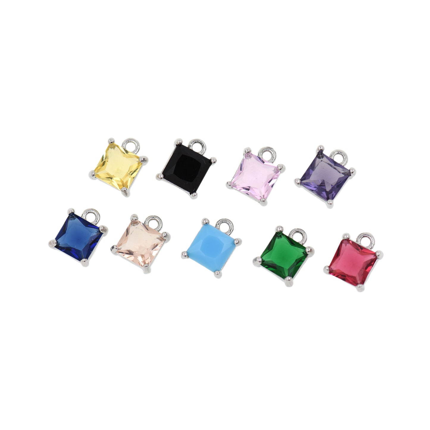 18K Gold Filled Zircon Square Pendant, Square Accessory 8.5x7mm