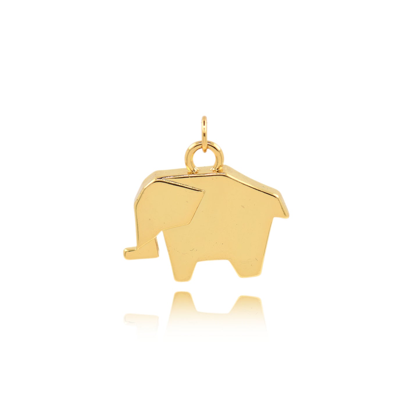 18K Filled Gold Elephant Pendant, Brass Elephant Pendant 21x20mm