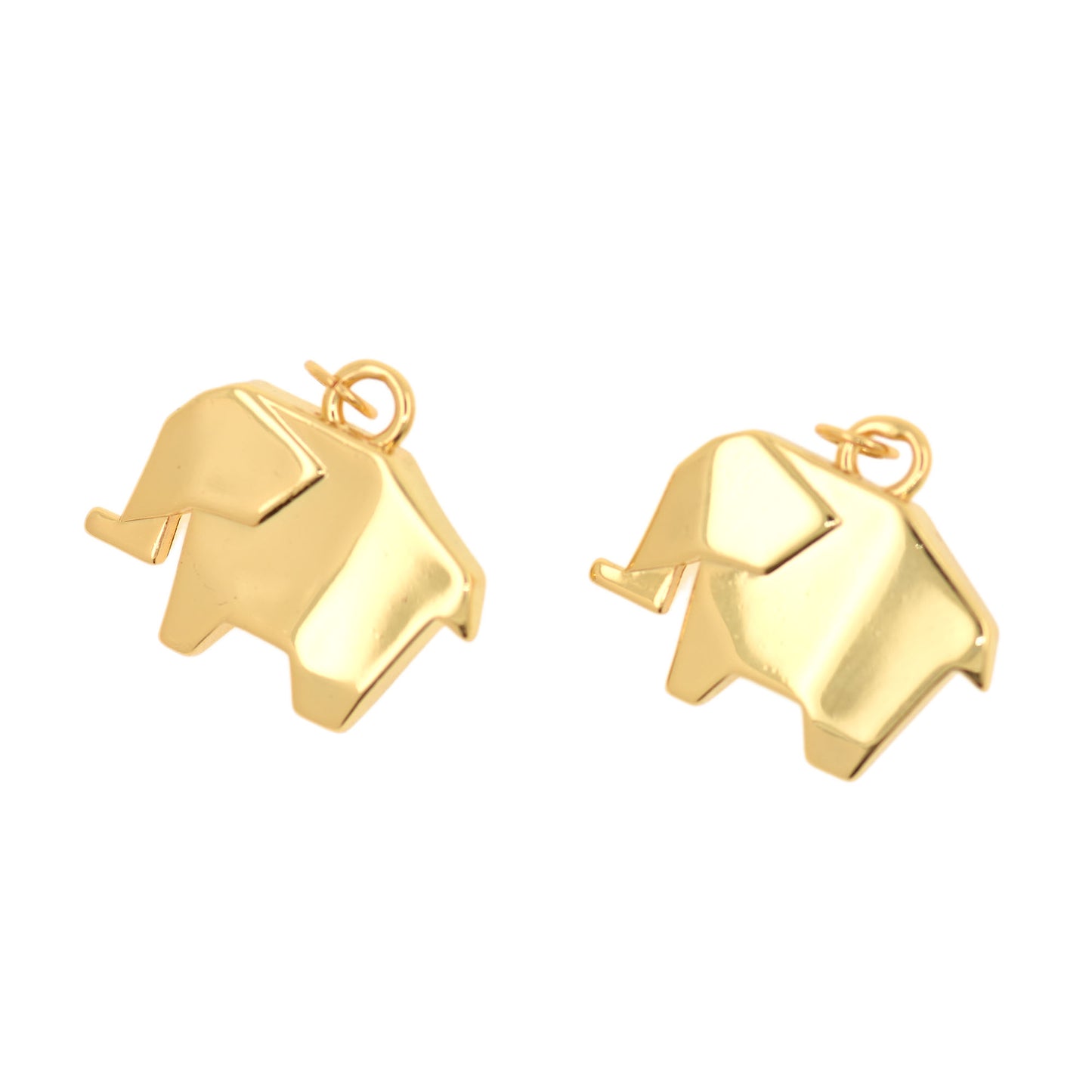 18K Filled Gold Elephant Pendant, Brass Elephant Pendant 21x20mm