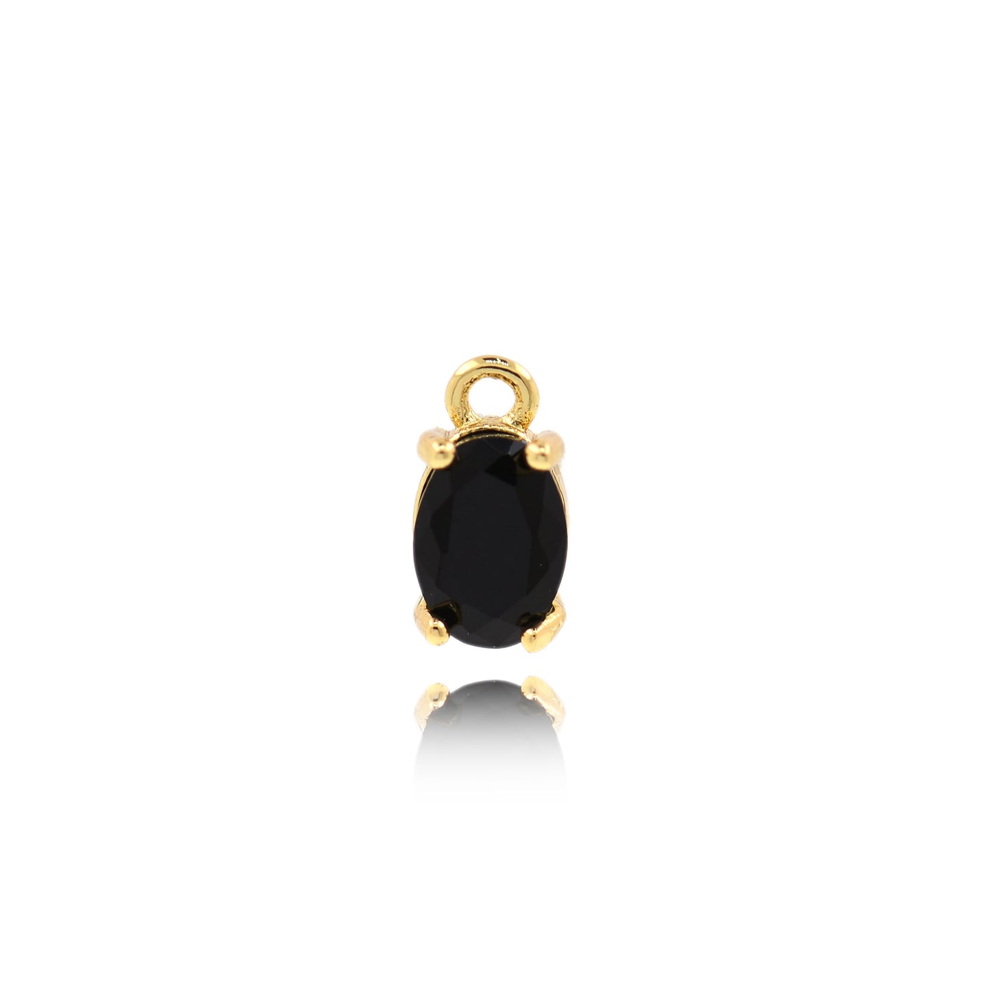 Simple Brass Inlaid Oval Zircon Pendant, Oval Accessories 9.5x5mm