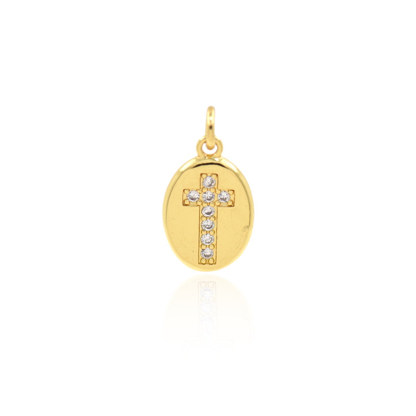 Gold Plated Cross Pendant with Diamonds 16x10mm