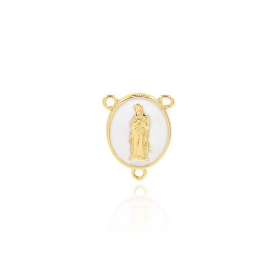 Colorful Enamel Virgin Mary Connector, Virgin Mary Charm 16x13 mm