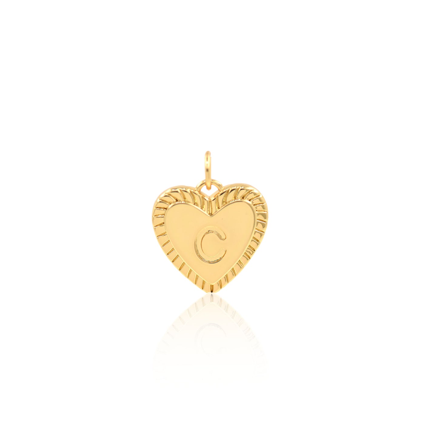 18K Filled Gold Heart Letter Pendant, Heart Charm, Letter Charm 16x15mm