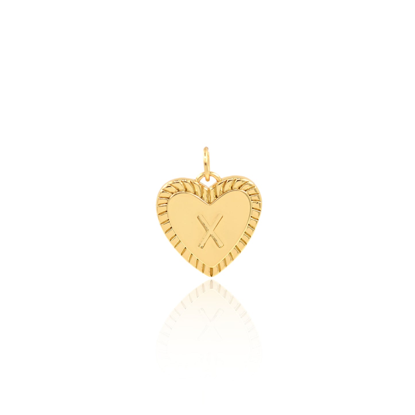 18K Filled Gold Heart Letter Pendant, Heart Charm, Letter Charm 16x15mm