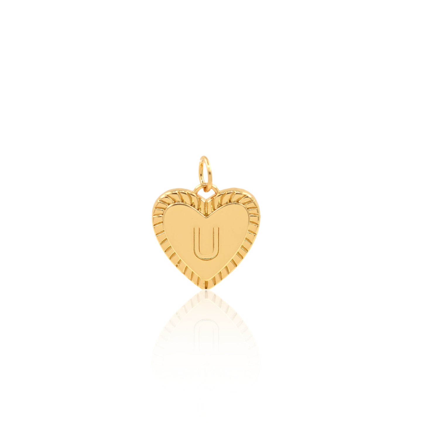 18K Filled Gold Heart Letter Pendant, Heart Charm, Letter Charm 16x15mm