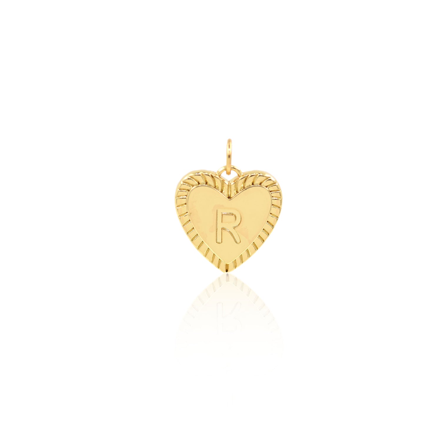 18K Filled Gold Heart Letter Pendant, Heart Charm, Letter Charm 16x15mm