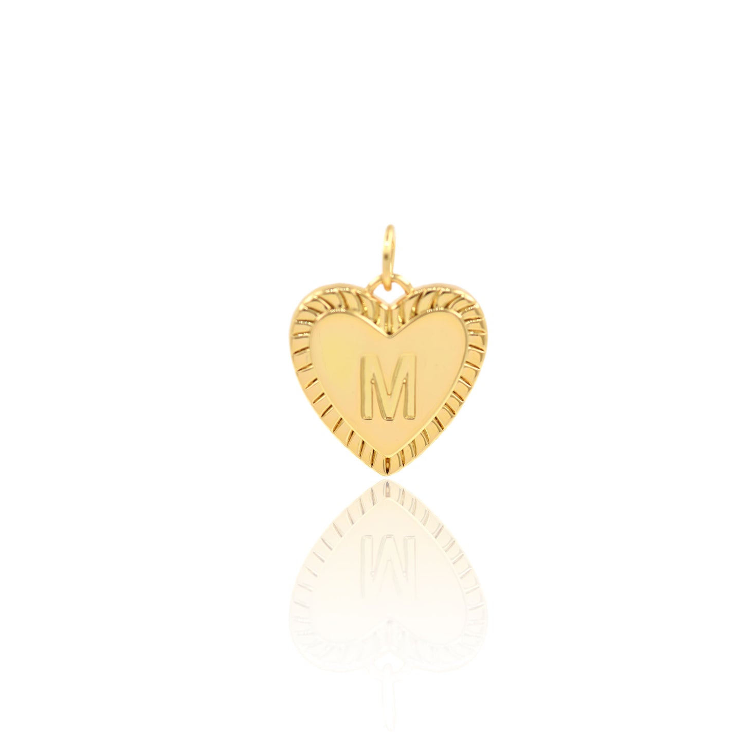 18K Filled Gold Heart Letter Pendant, Heart Charm, Letter Charm 16x15mm