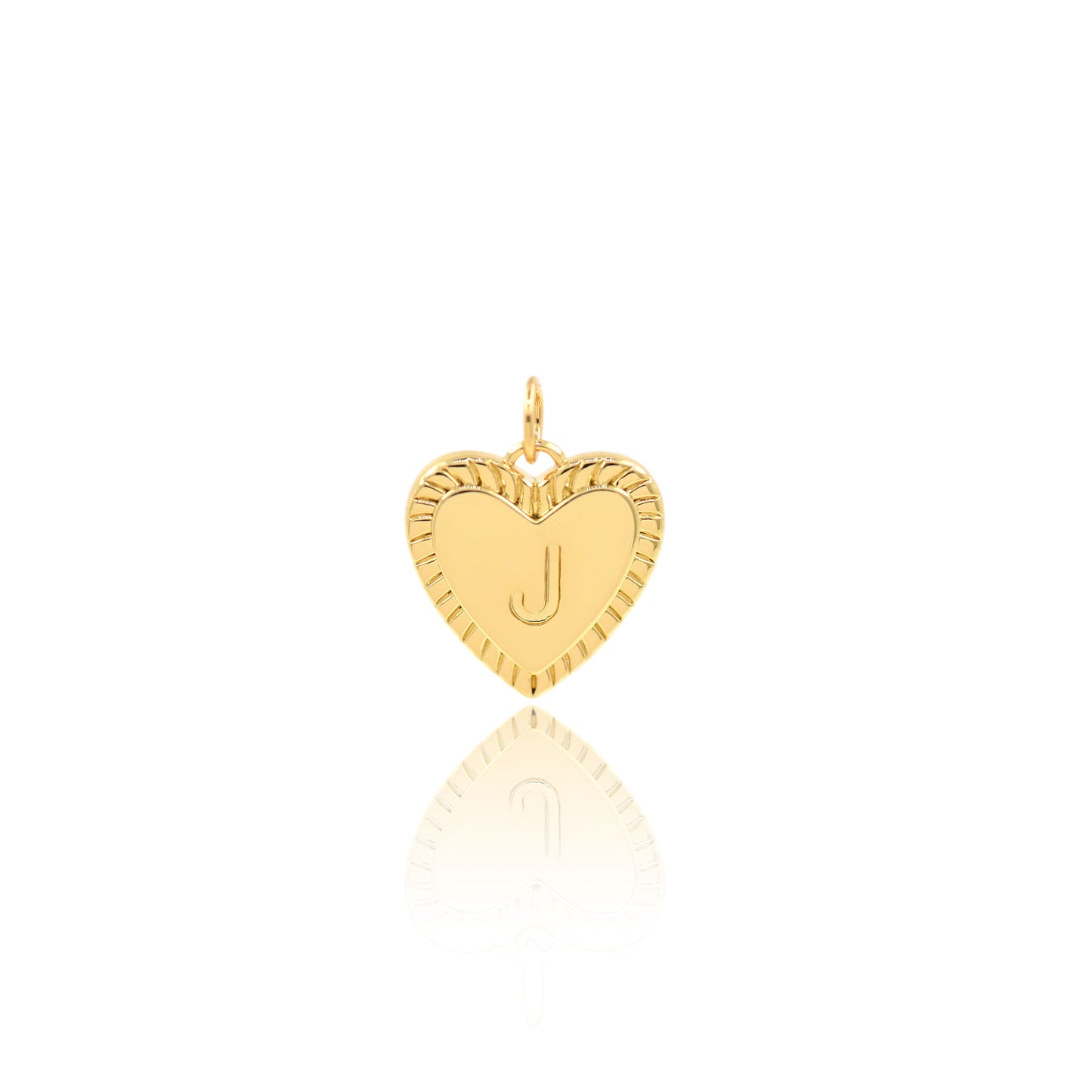 18K Filled Gold Heart Letter Pendant, Heart Charm, Letter Charm 16x15mm