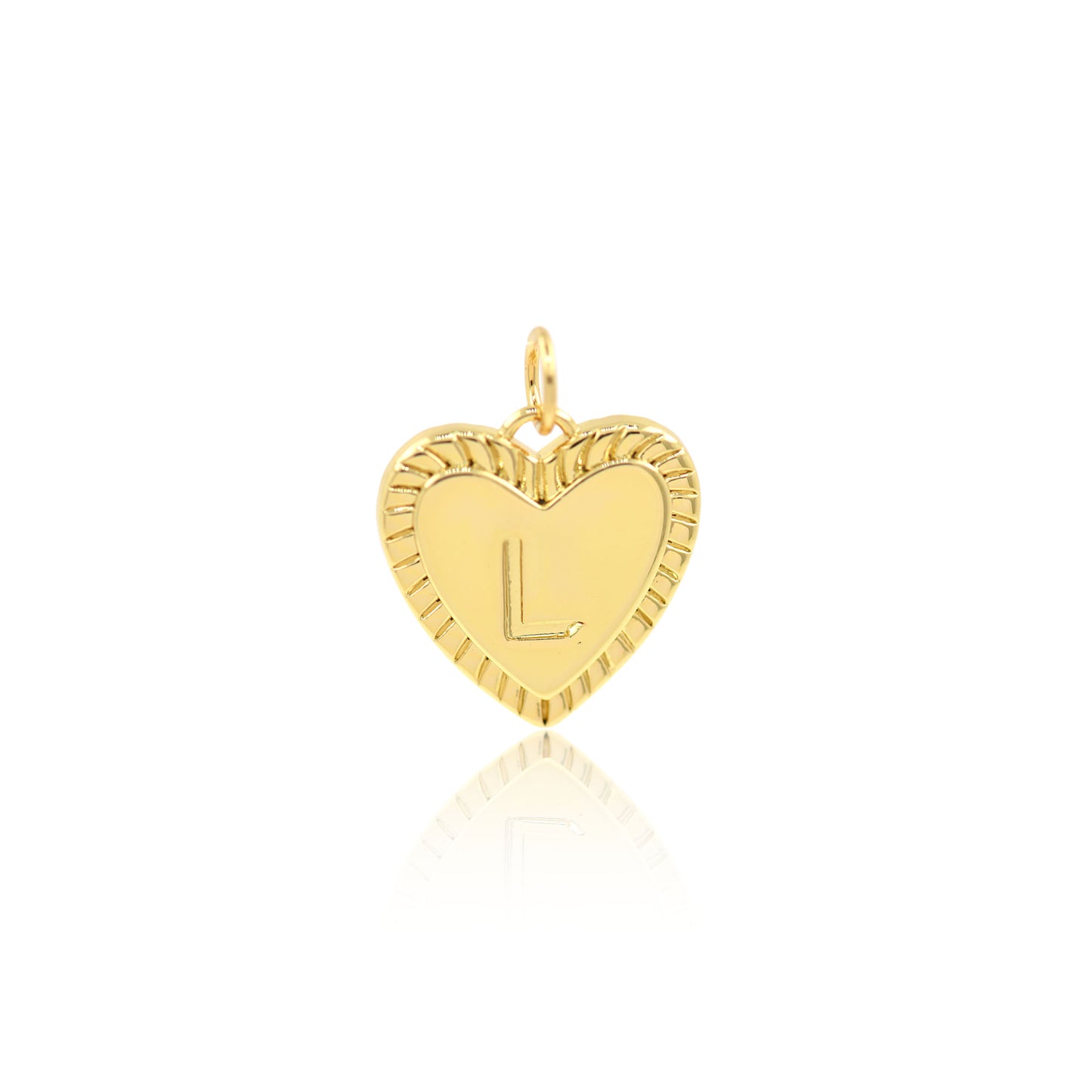 18K Filled Gold Heart Letter Pendant, Heart Charm, Letter Charm 16x15mm