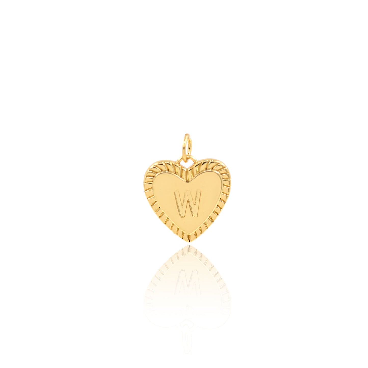 18K Filled Gold Heart Letter Pendant, Heart Charm, Letter Charm 16x15mm