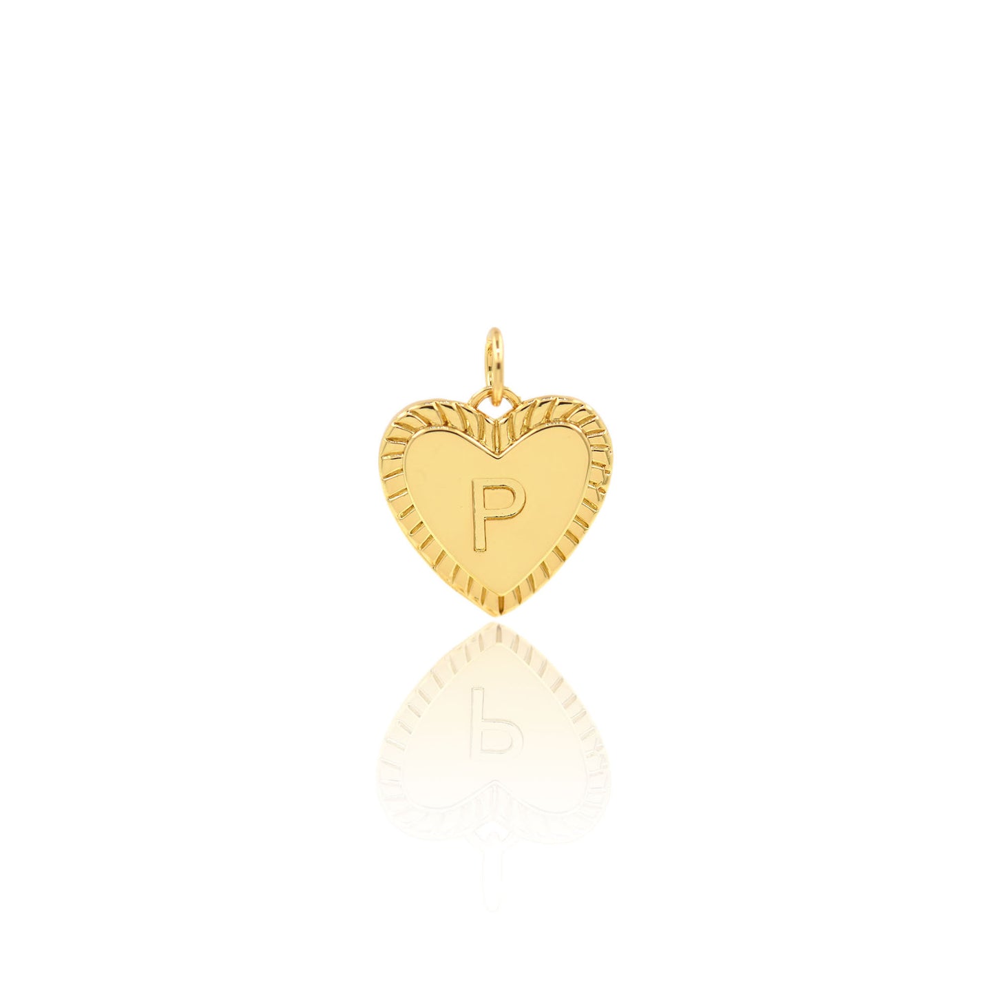 18K Filled Gold Heart Letter Pendant, Heart Charm, Letter Charm 16x15mm