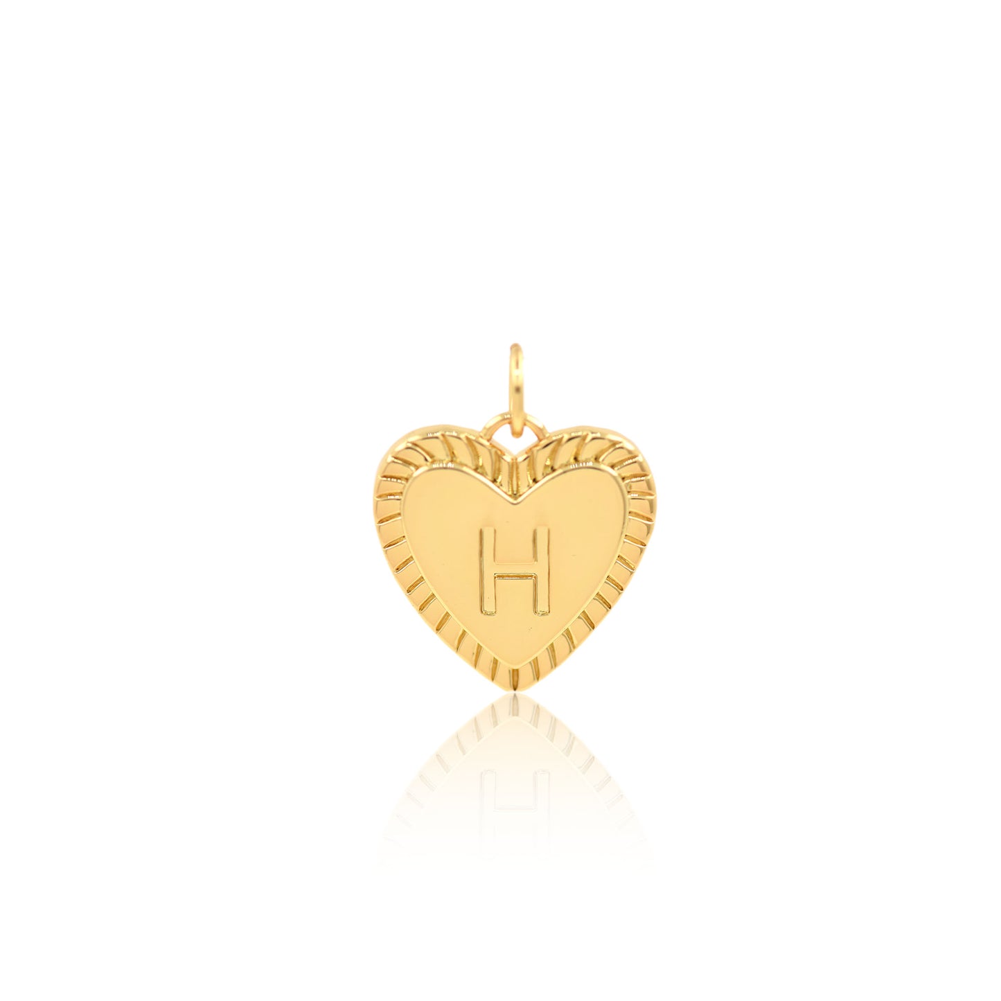 18K Filled Gold Heart Letter Pendant, Heart Charm, Letter Charm 16x15mm