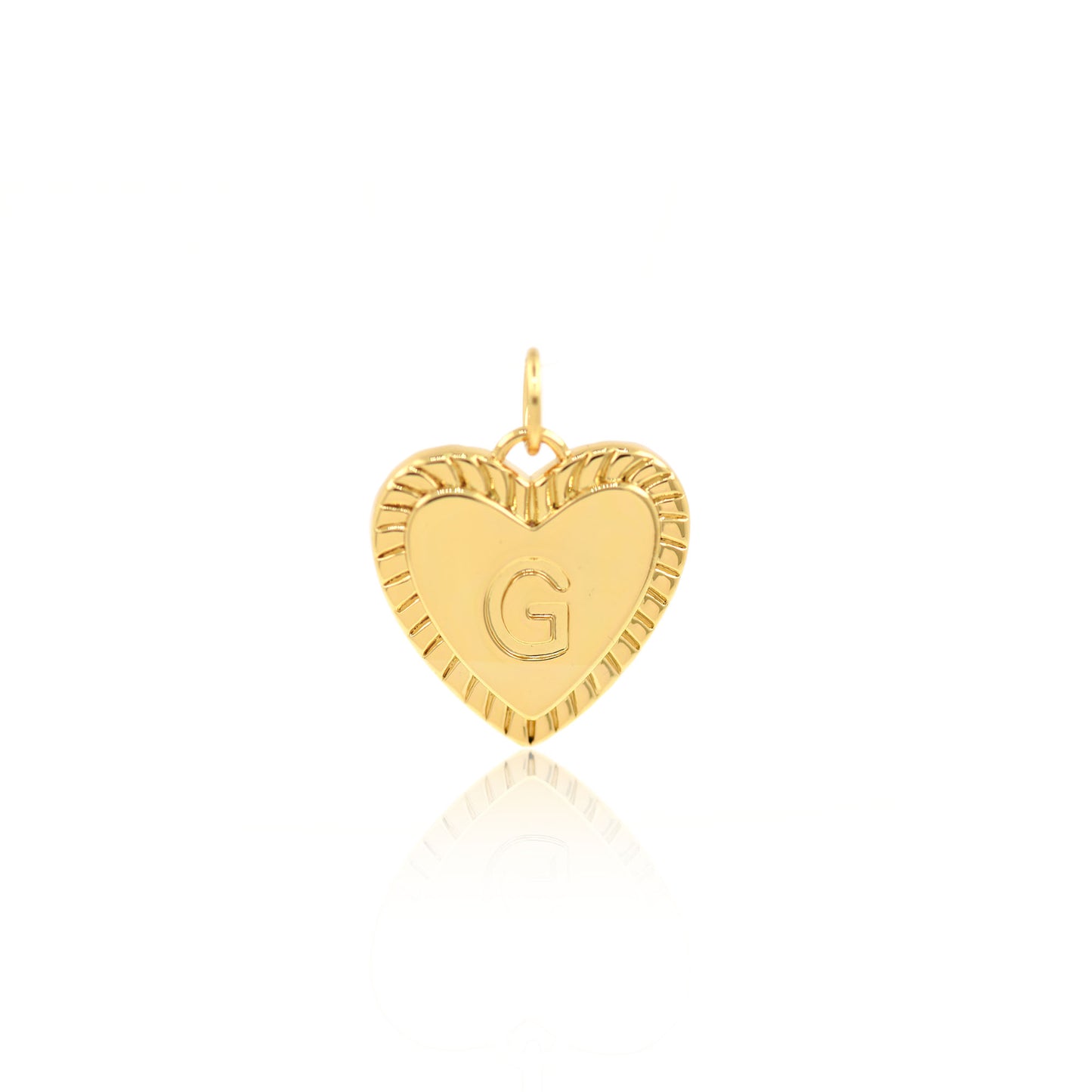 18K Filled Gold Heart Letter Pendant, Heart Charm, Letter Charm 16x15mm