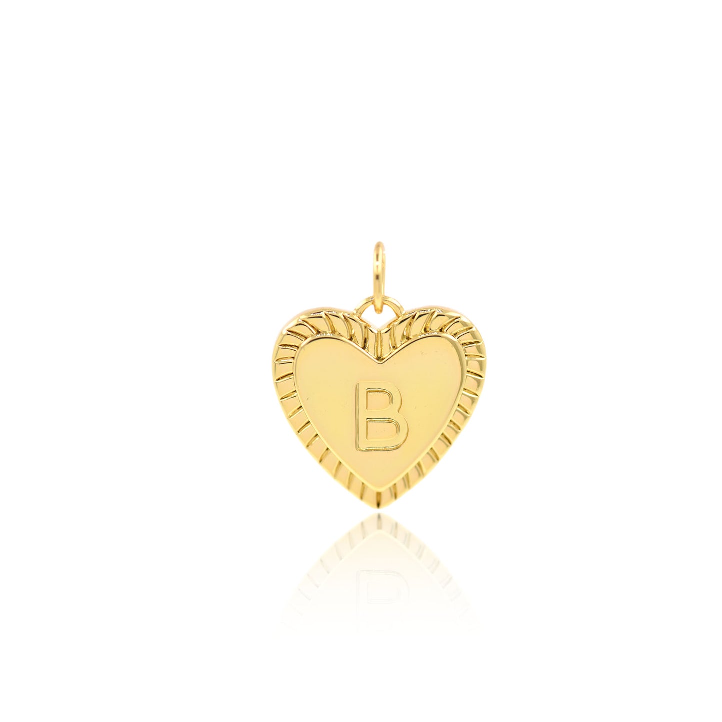 18K Filled Gold Heart Letter Pendant, Heart Charm, Letter Charm 16x15mm