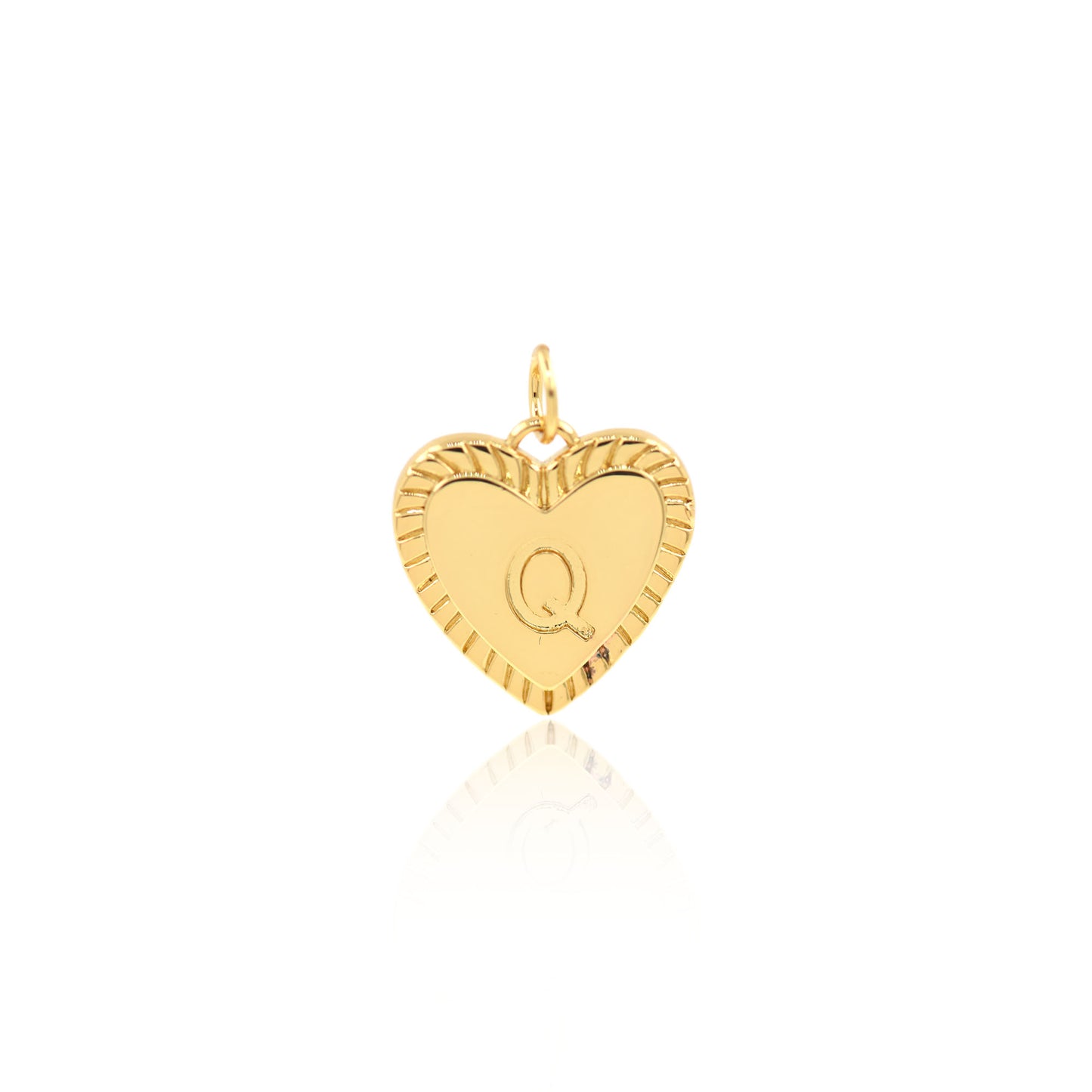 18K Filled Gold Heart Letter Pendant, Heart Charm, Letter Charm 16x15mm