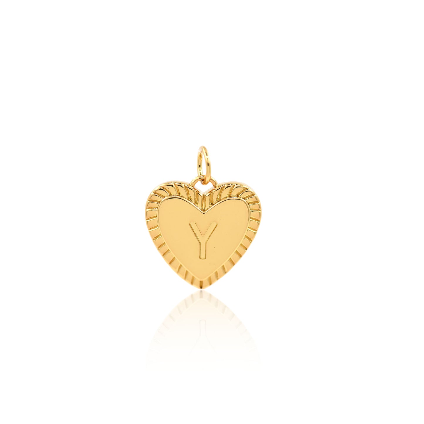 18K Filled Gold Heart Letter Pendant, Heart Charm, Letter Charm 16x15mm