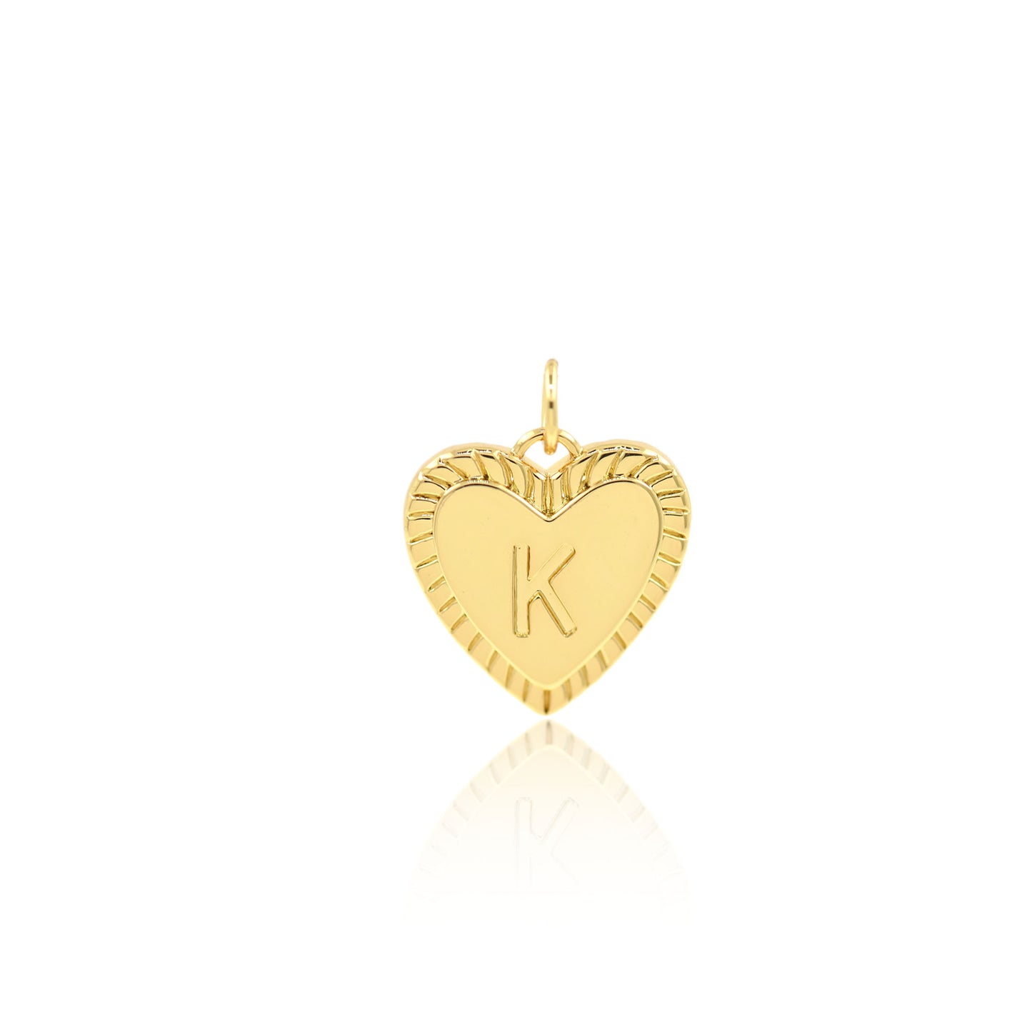 18K Filled Gold Heart Letter Pendant, Heart Charm, Letter Charm 16x15mm