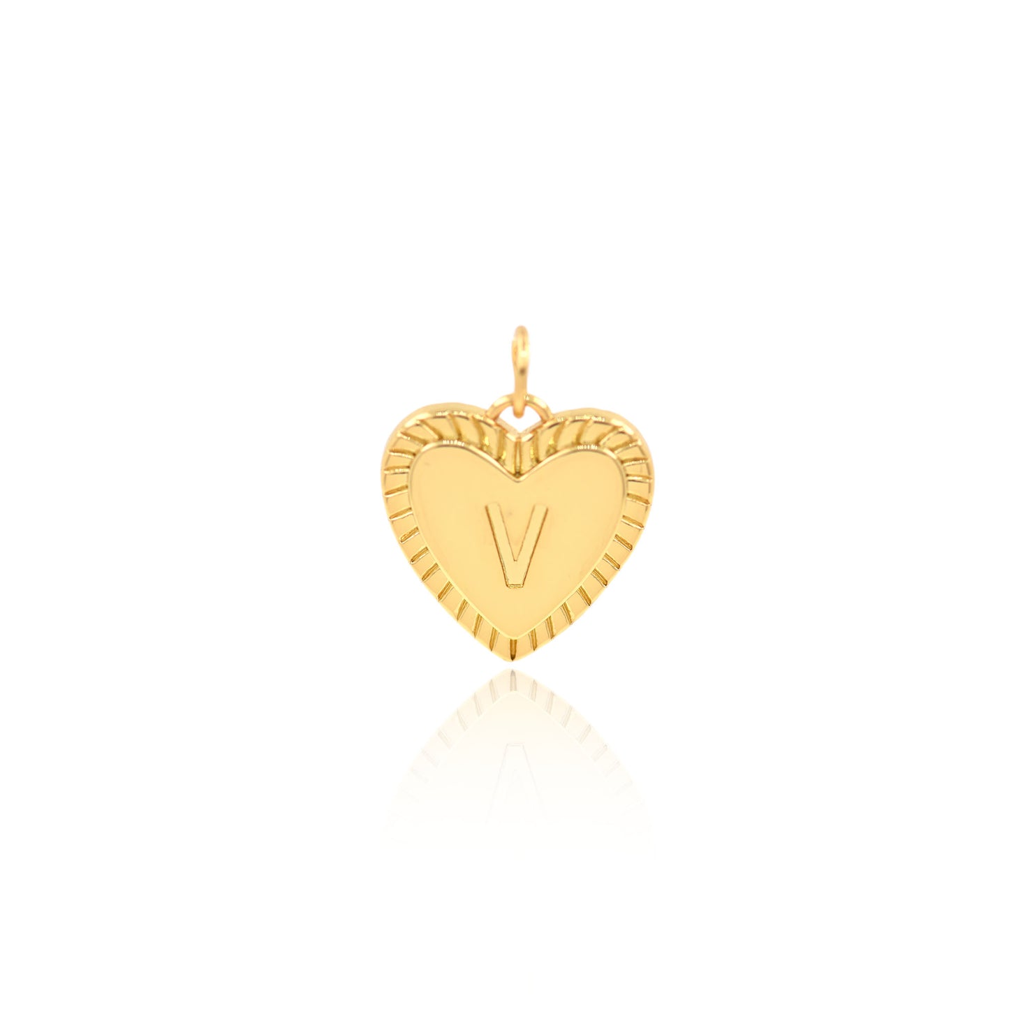 18K Filled Gold Heart Letter Pendant, Heart Charm, Letter Charm 16x15mm