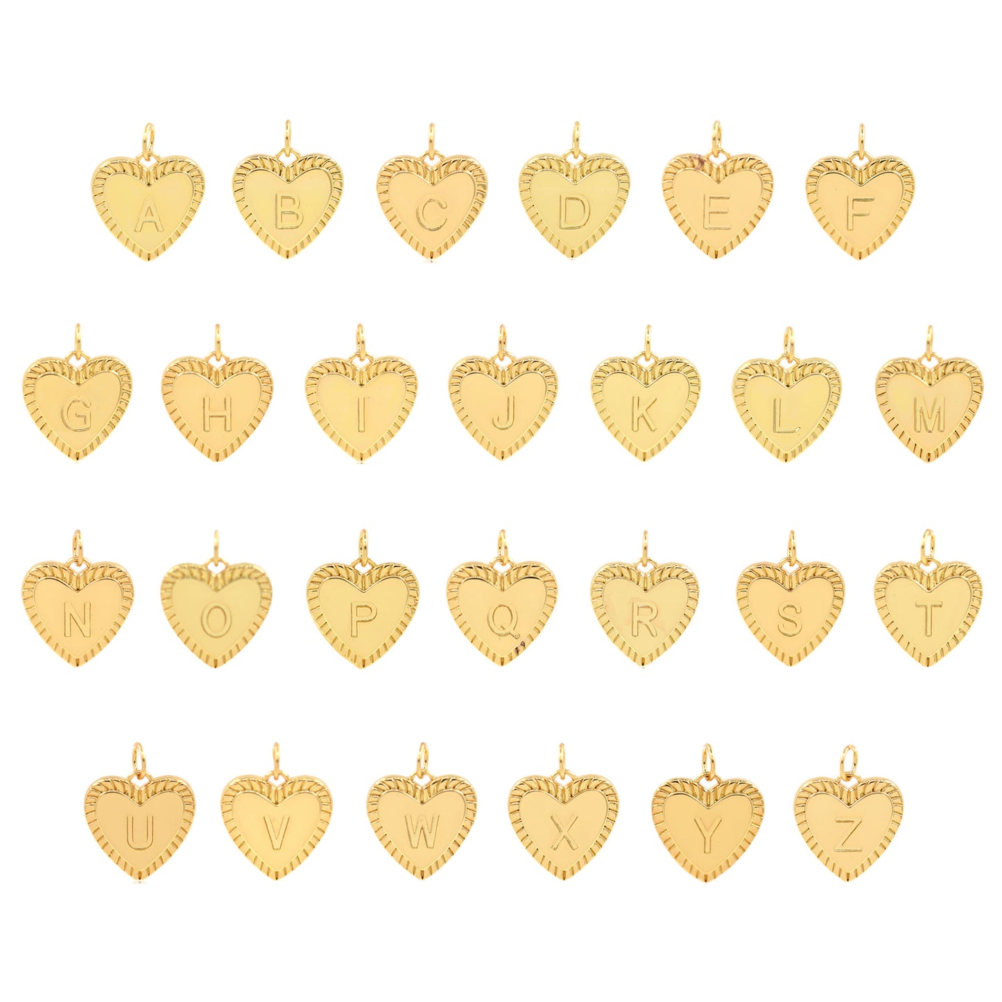 18K Filled Gold Heart Letter Pendant, Heart Charm, Letter Charm 16x15mm