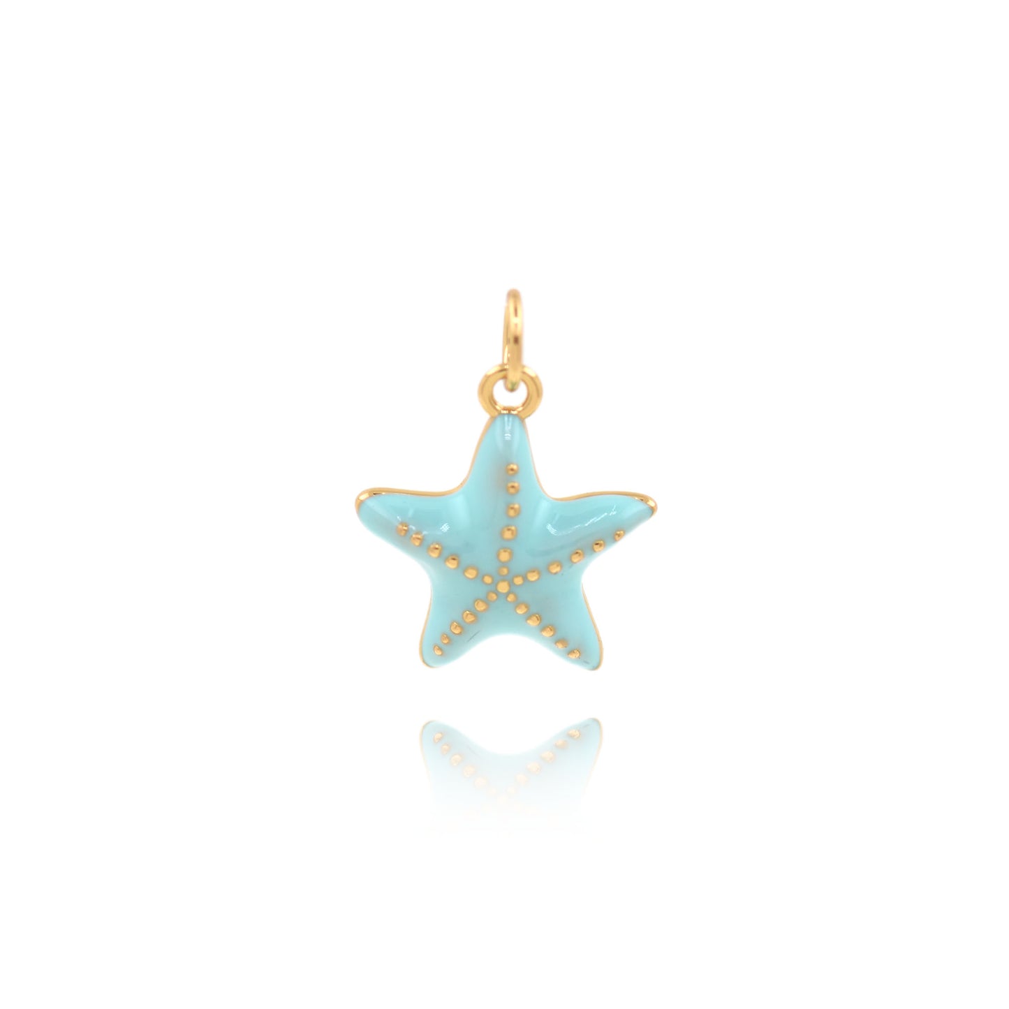 Gold Plated Enamel Starfish Pendant 16x15mm