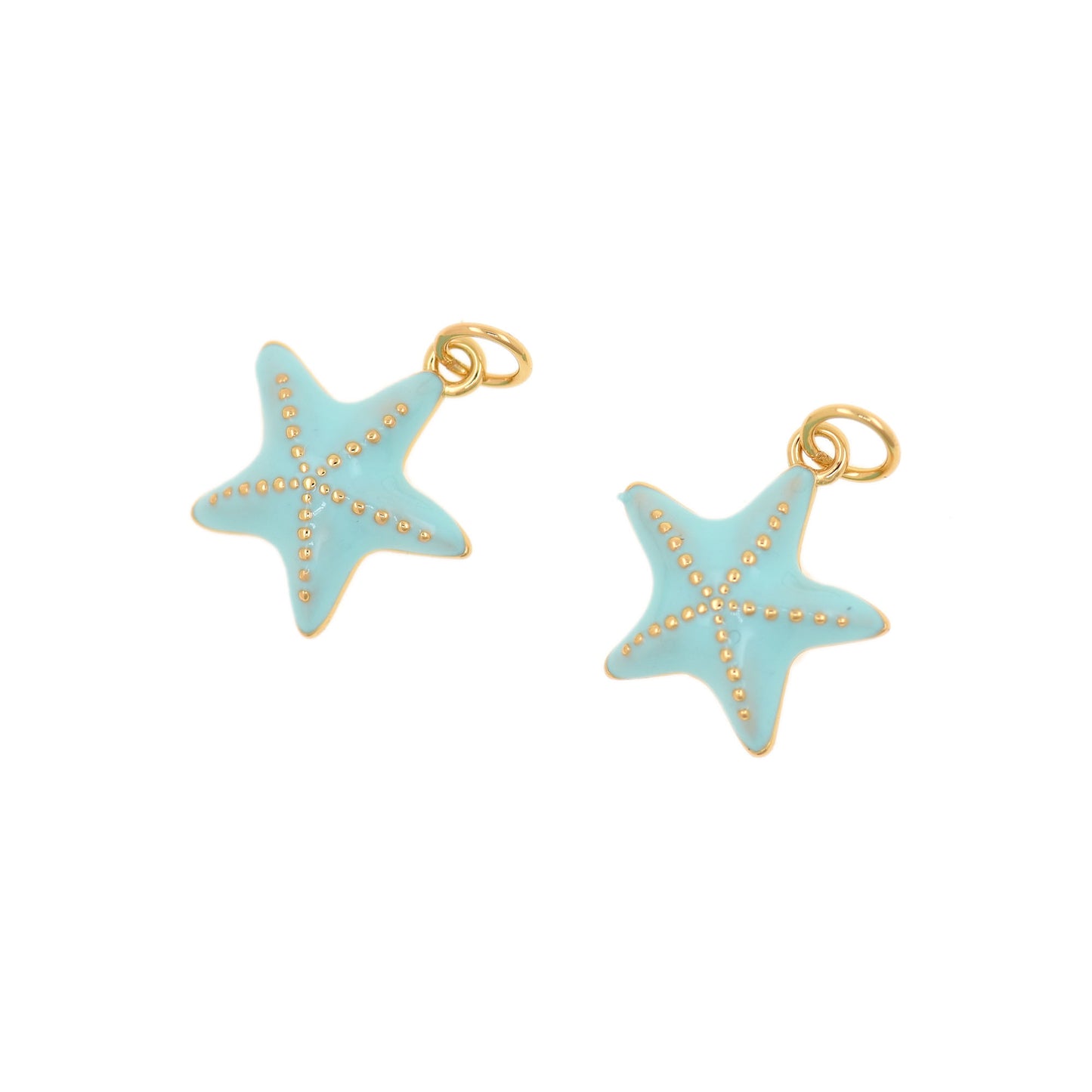 Gold Plated Enamel Starfish Pendant 16x15mm