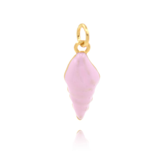 Pink Enamel Conch Pendant 19x7.5mm