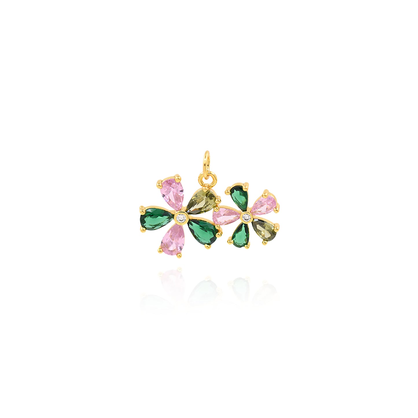 Colorful Zircon Flower Pendant  24x15mm