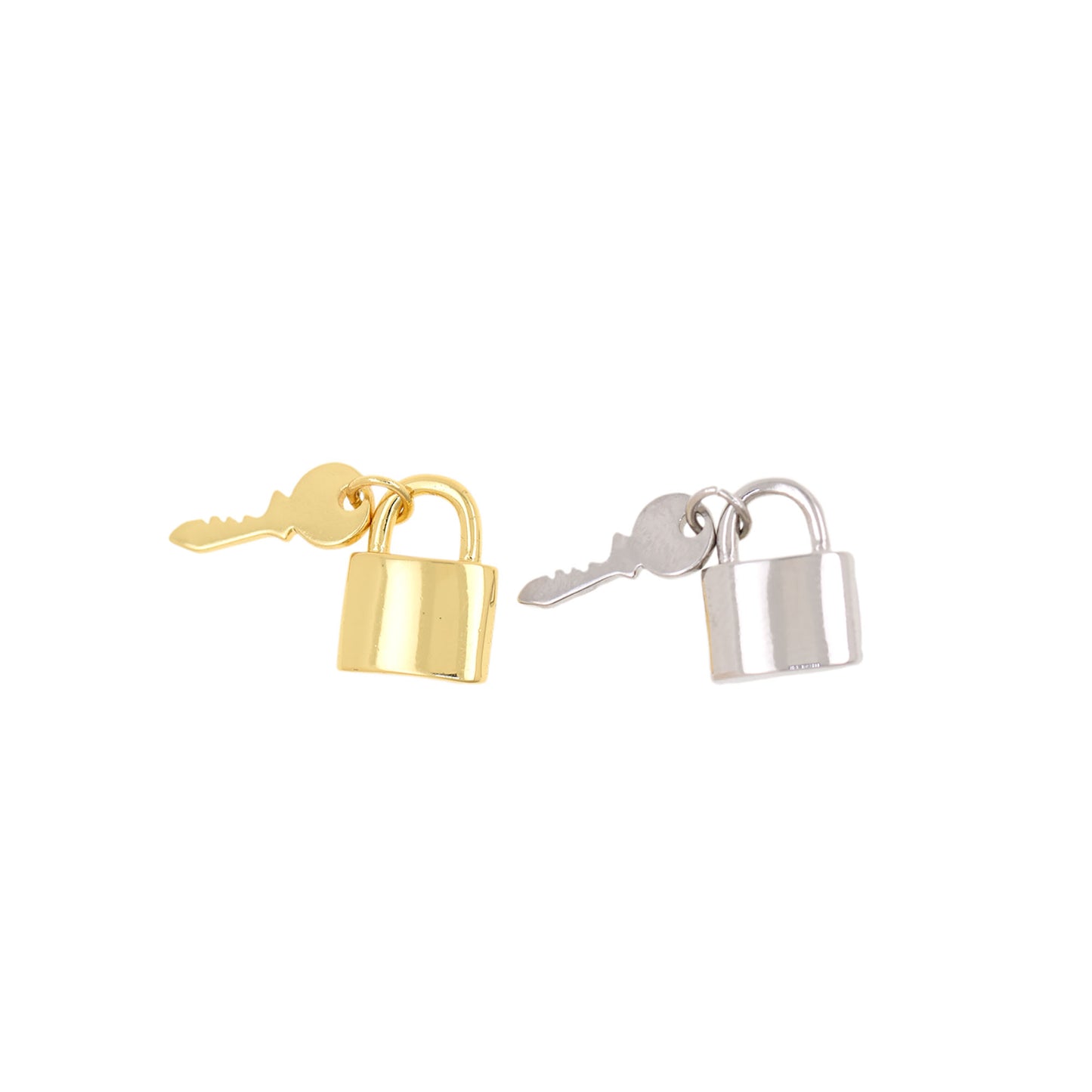 Simple Gold Plated Lock and Key Pendant 14x11mm