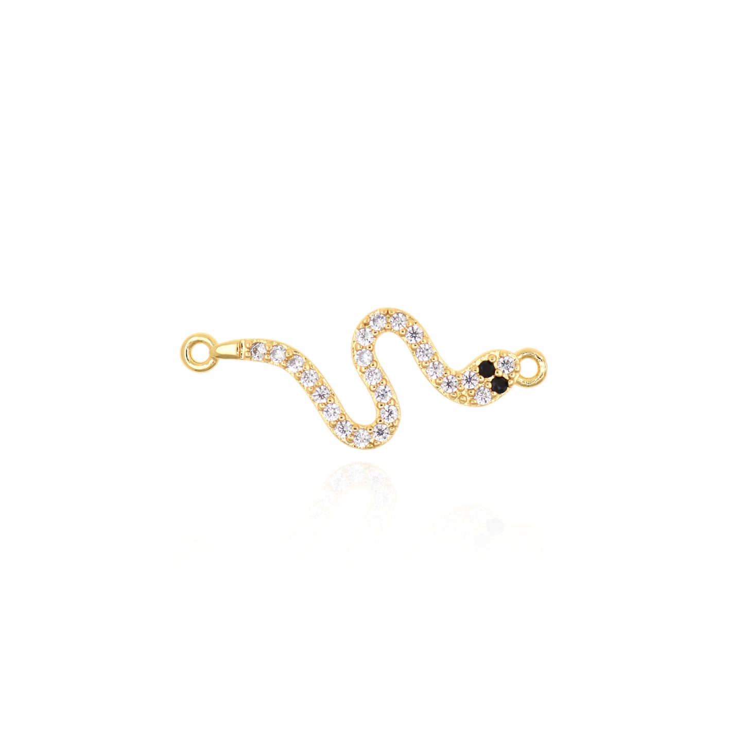 CZ Micro-Set Pavé Snake Connector, Snake Charm, Animal Jewelry 31x12mm