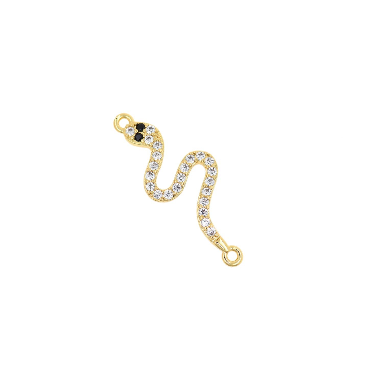 CZ Micro-Set Pavé Snake Connector, Snake Charm, Animal Jewelry 31x12mm